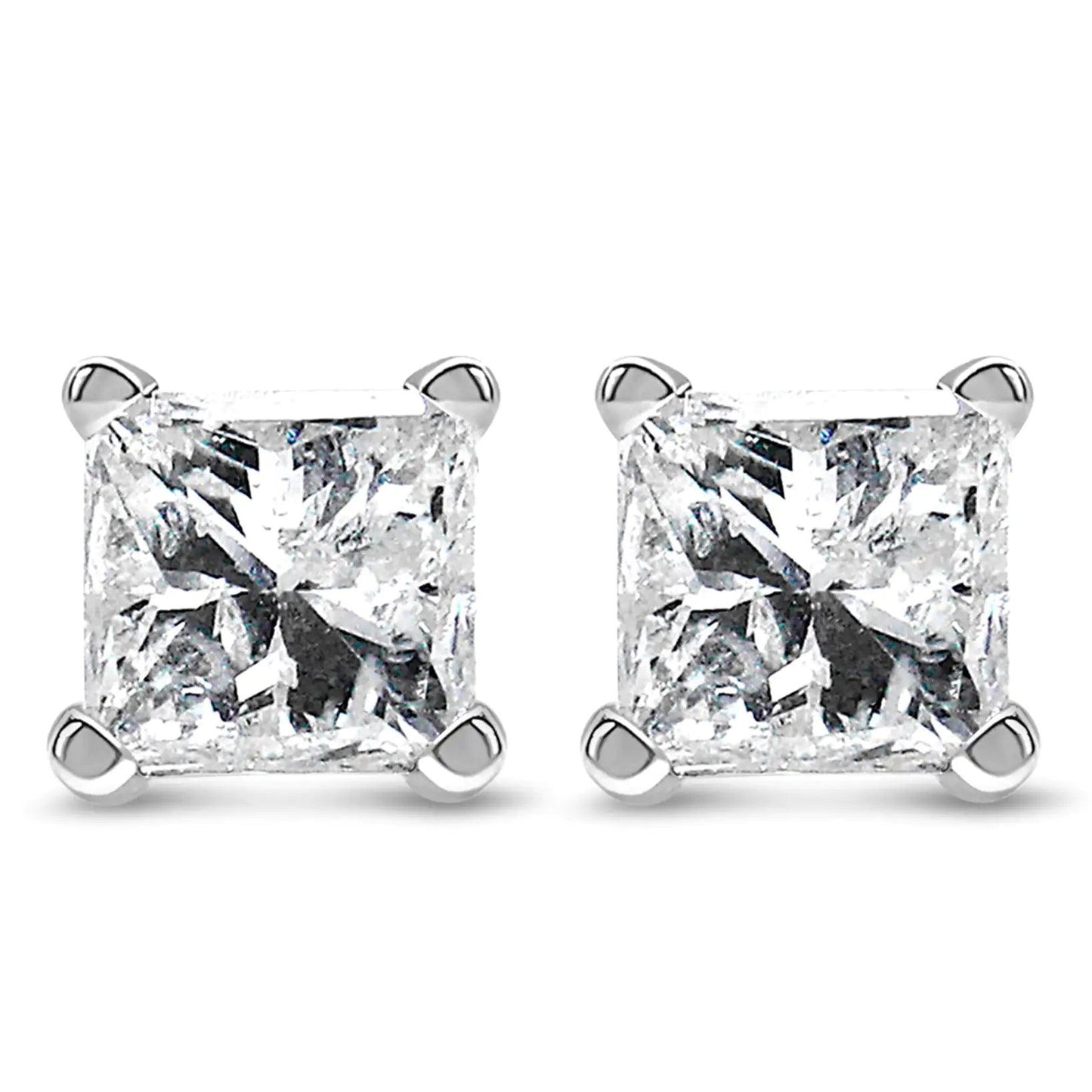 14K White Gold Princess Cut Lab - Grown Diamond Solitaire Stud Earrings (F - G Color, VS2 - SI1 Clarity) | | Elegant Emulations Jewelry USA