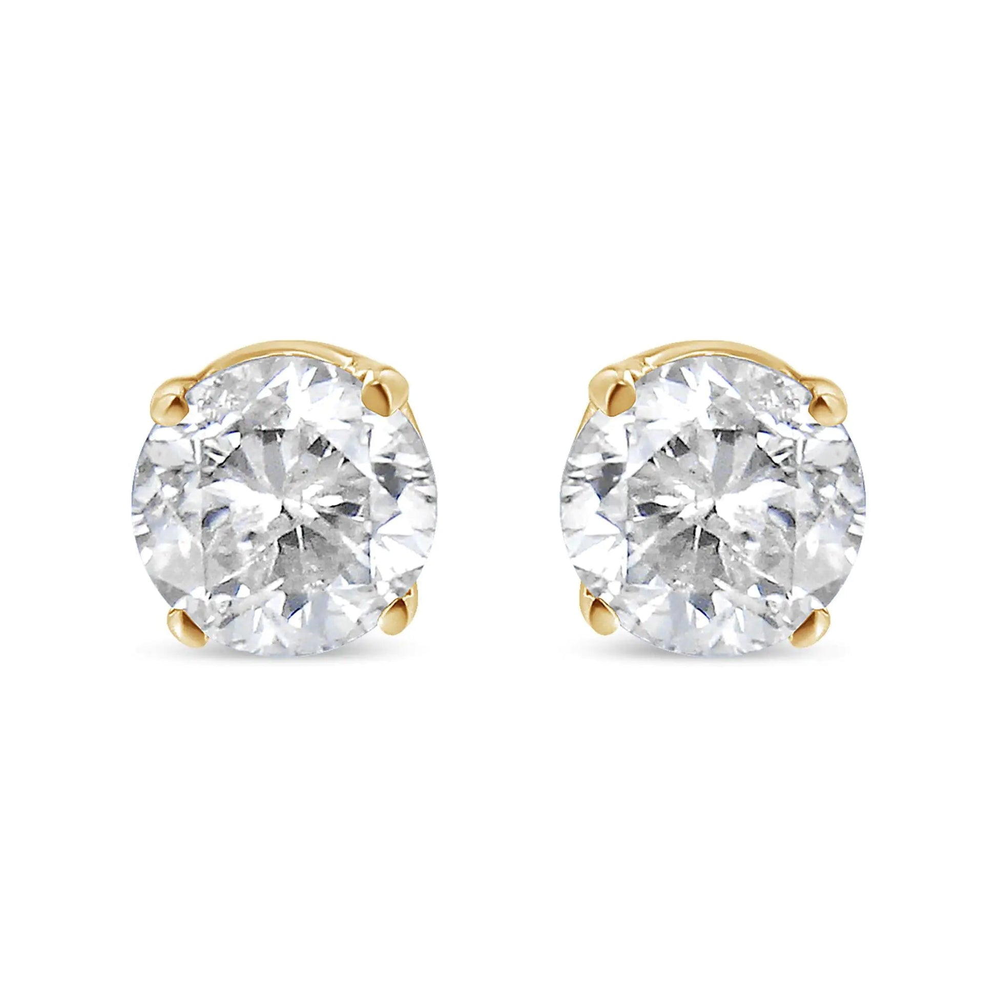 14K Yellow Gold 1/2 Cttw Round - Cut Diamond Solitaire Stud Earrings (O - P Color, SI2 - I1 Clarity) | | Elegant Emulations Jewelry USA