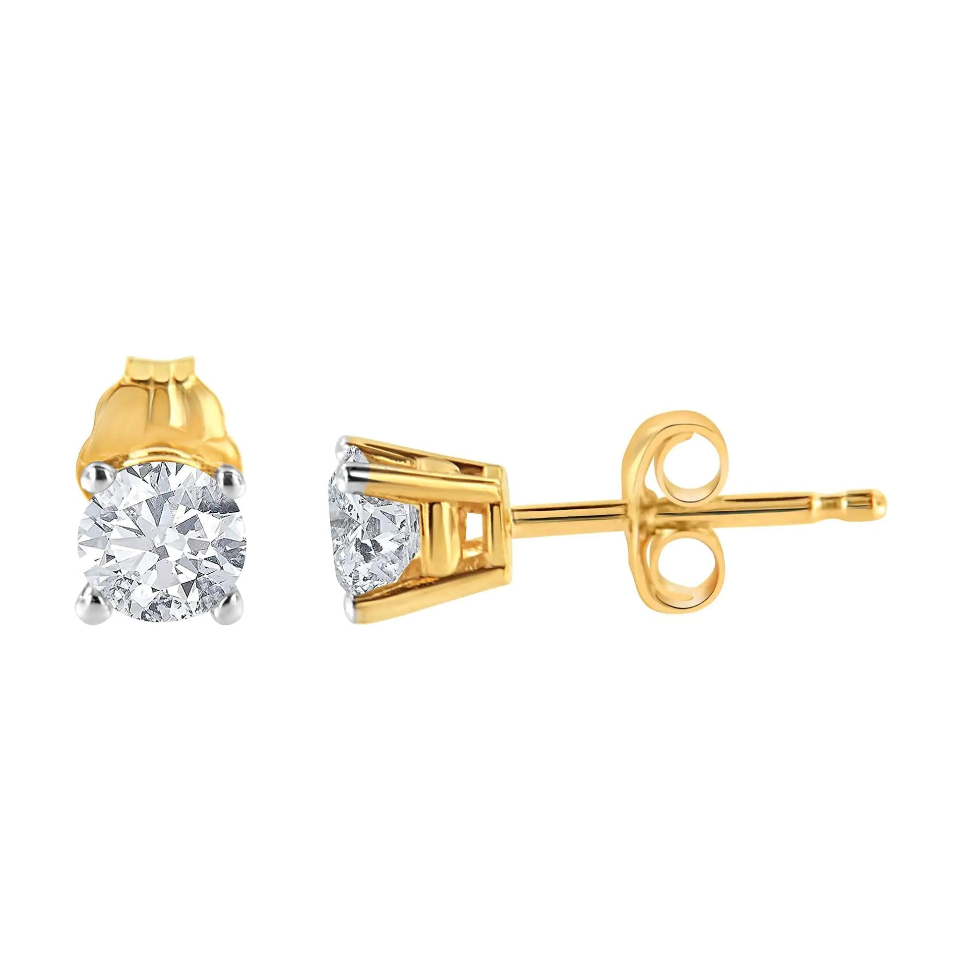 14K Yellow Gold 1/2 Cttw Round - Cut Diamond Solitaire Stud Earrings (O - P Color, SI2 - I1 Clarity) | | Elegant Emulations Jewelry USA