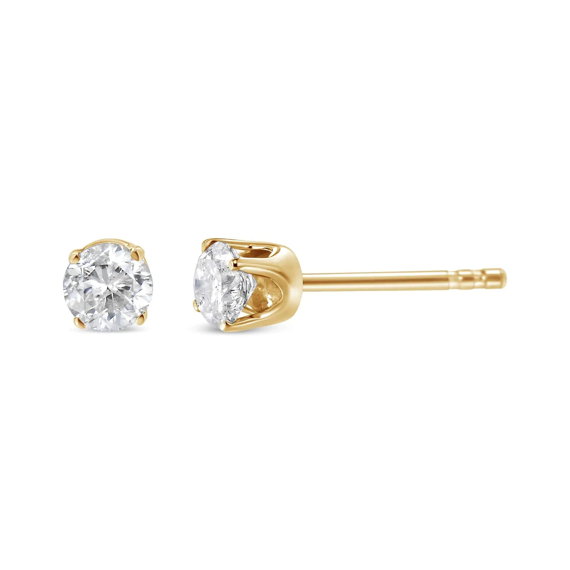 14K Yellow Gold 1/2 Cttw Round - Cut Diamond Solitaire Stud Earrings (O - P Color, SI2 - I1 Clarity) | | Elegant Emulations Jewelry USA
