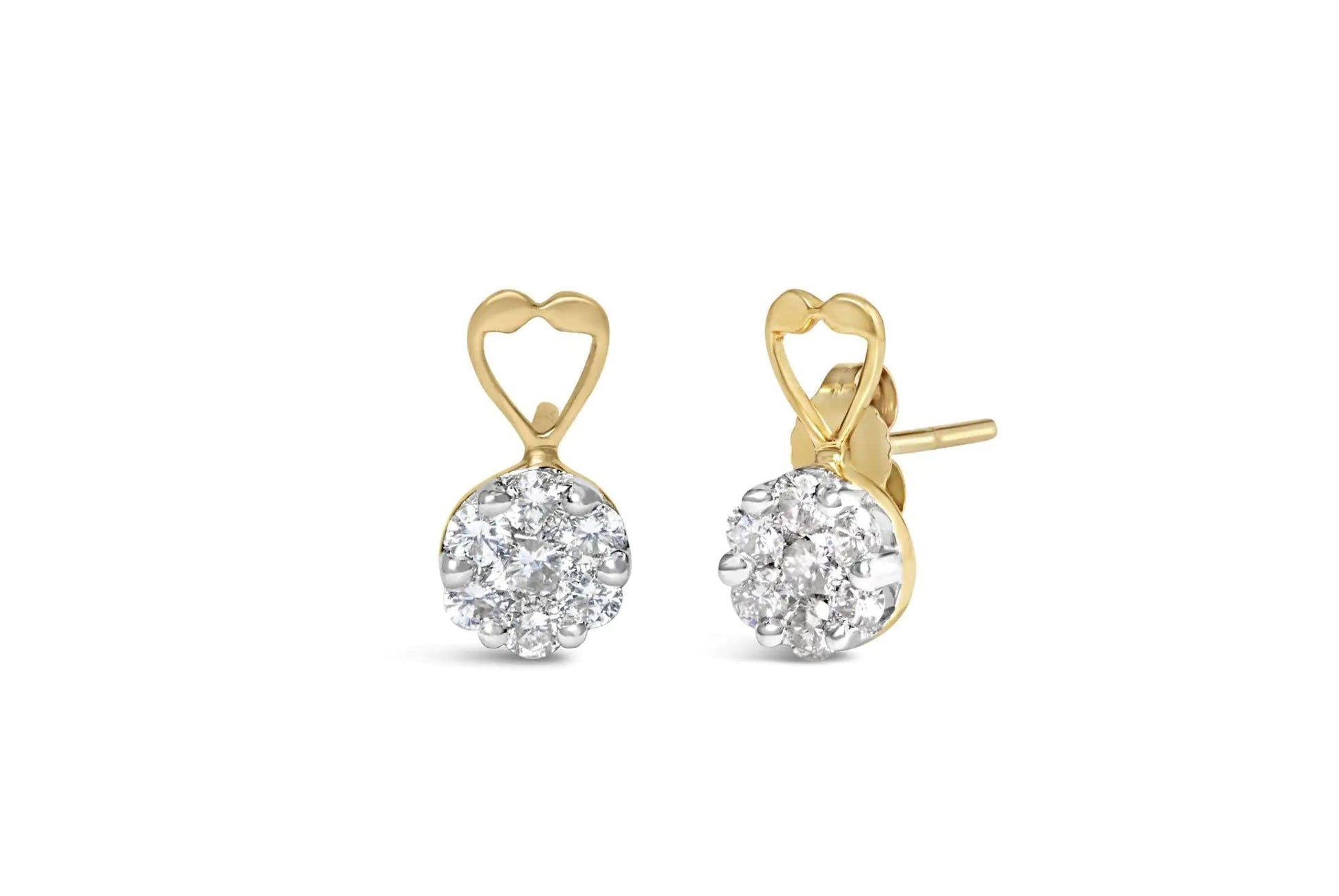 14K Yellow Gold 1ct. TDW Round - cut Diamond Earrings (I - J,SI2 - I1) | | Elegant Emulations Jewelry USA
