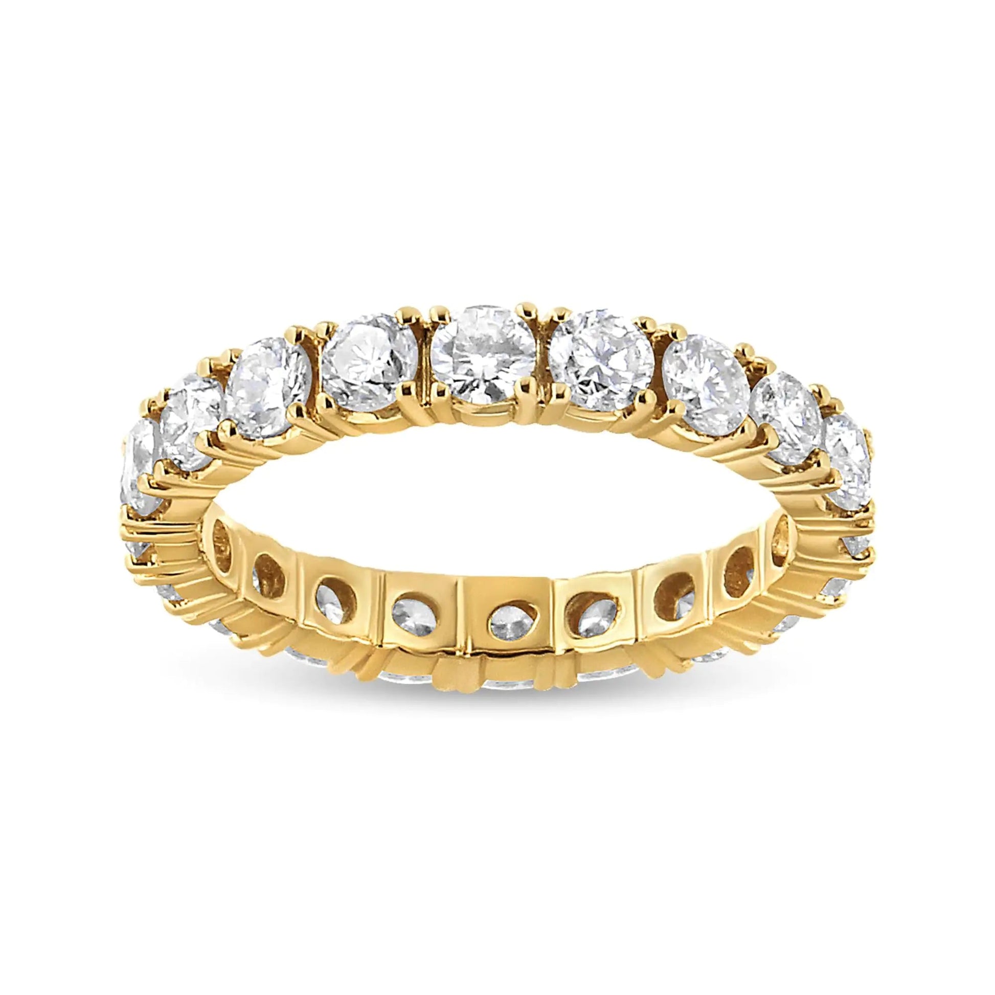 14K Yellow Gold 2.00 Cttw Shared Prong Set Round Cut Diamond Eternity Band (J - K Color, VS1 - VS2 Clarity) | | Elegant Emulations Jewelry USA