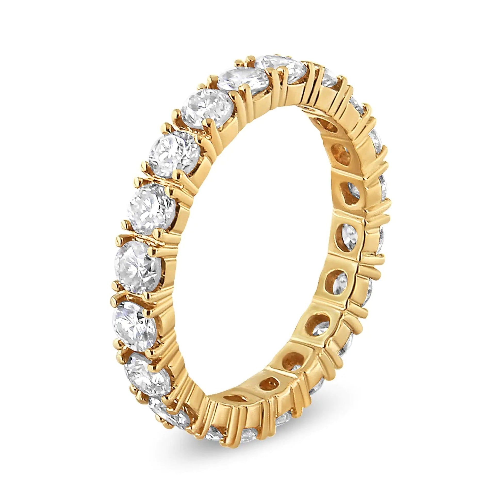 14K Yellow Gold 2.00 Cttw Shared Prong Set Round Cut Diamond Eternity Band (J - K Color, VS1 - VS2 Clarity) | | Elegant Emulations Jewelry USA