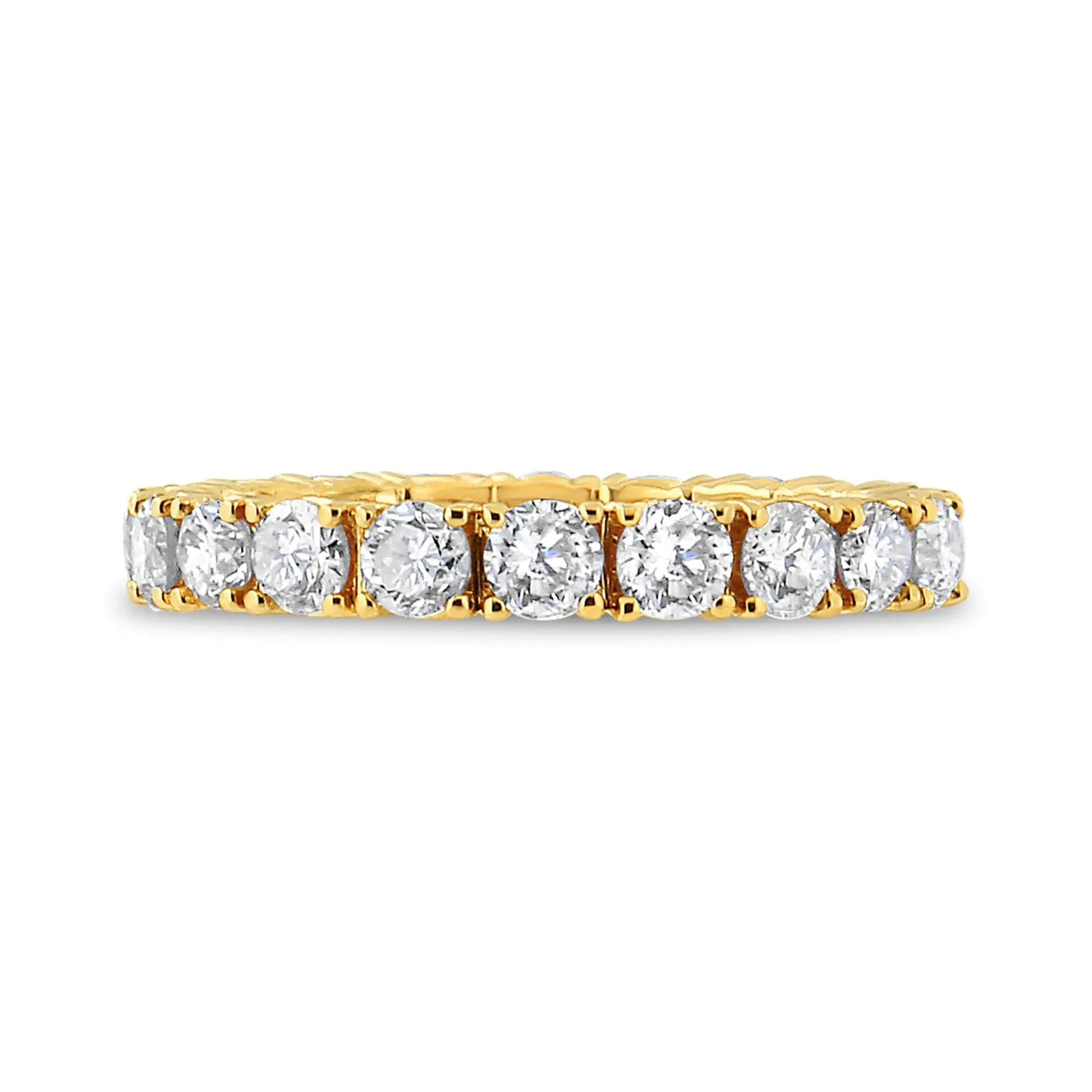 14K Yellow Gold 2.00 Cttw Shared Prong Set Round Cut Diamond Eternity Band (J - K Color, VS1 - VS2 Clarity) | | Elegant Emulations Jewelry USA
