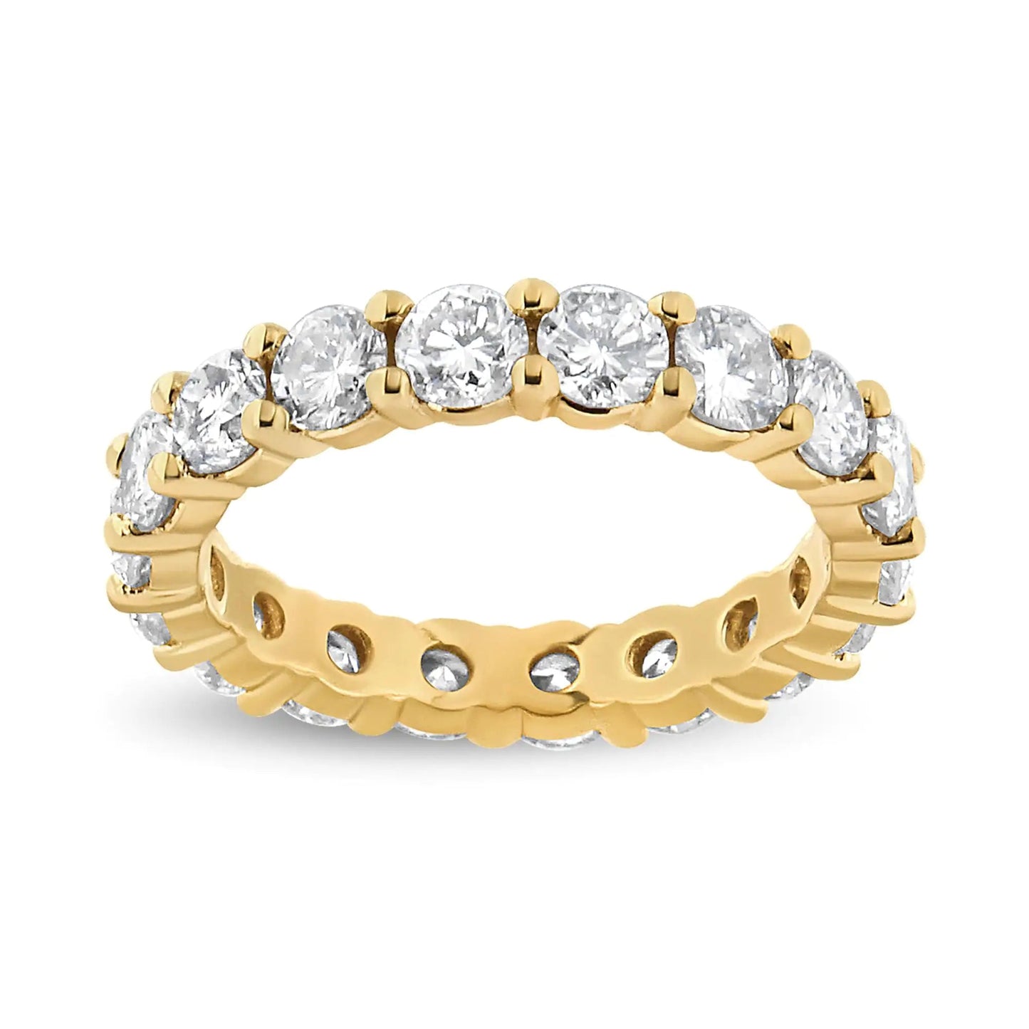 14K Yellow Gold 3.00 Cttw Shared Prong Set Round Cut Diamond Eternity Band (J - K Color, VS1 - VS2 Clarity) | | Elegant Emulations Jewelry USA