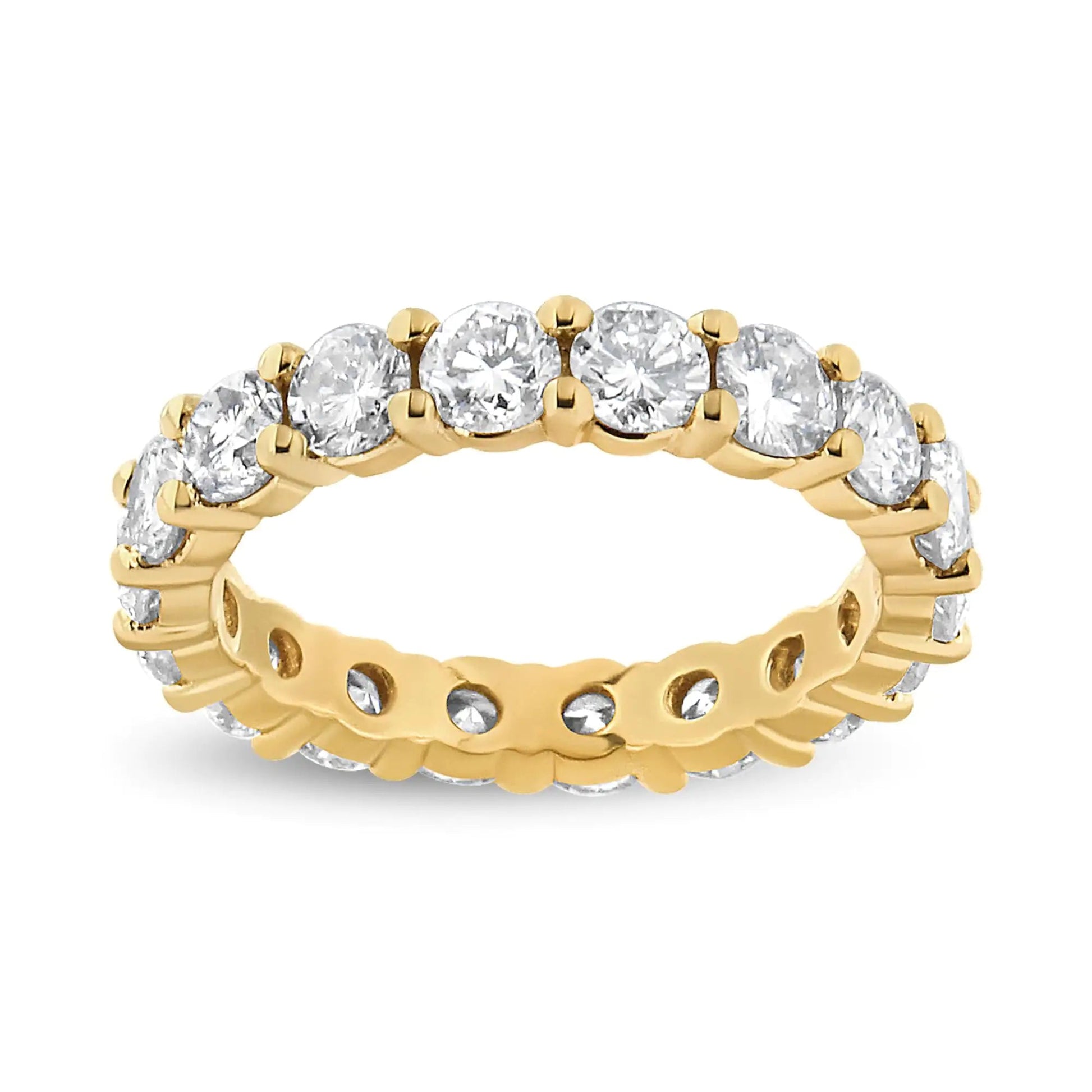 14K Yellow Gold 3.00 Cttw Shared Prong Set Round Cut Diamond Eternity Band (J - K Color, VS1 - VS2 Clarity) | | Elegant Emulations Jewelry USA