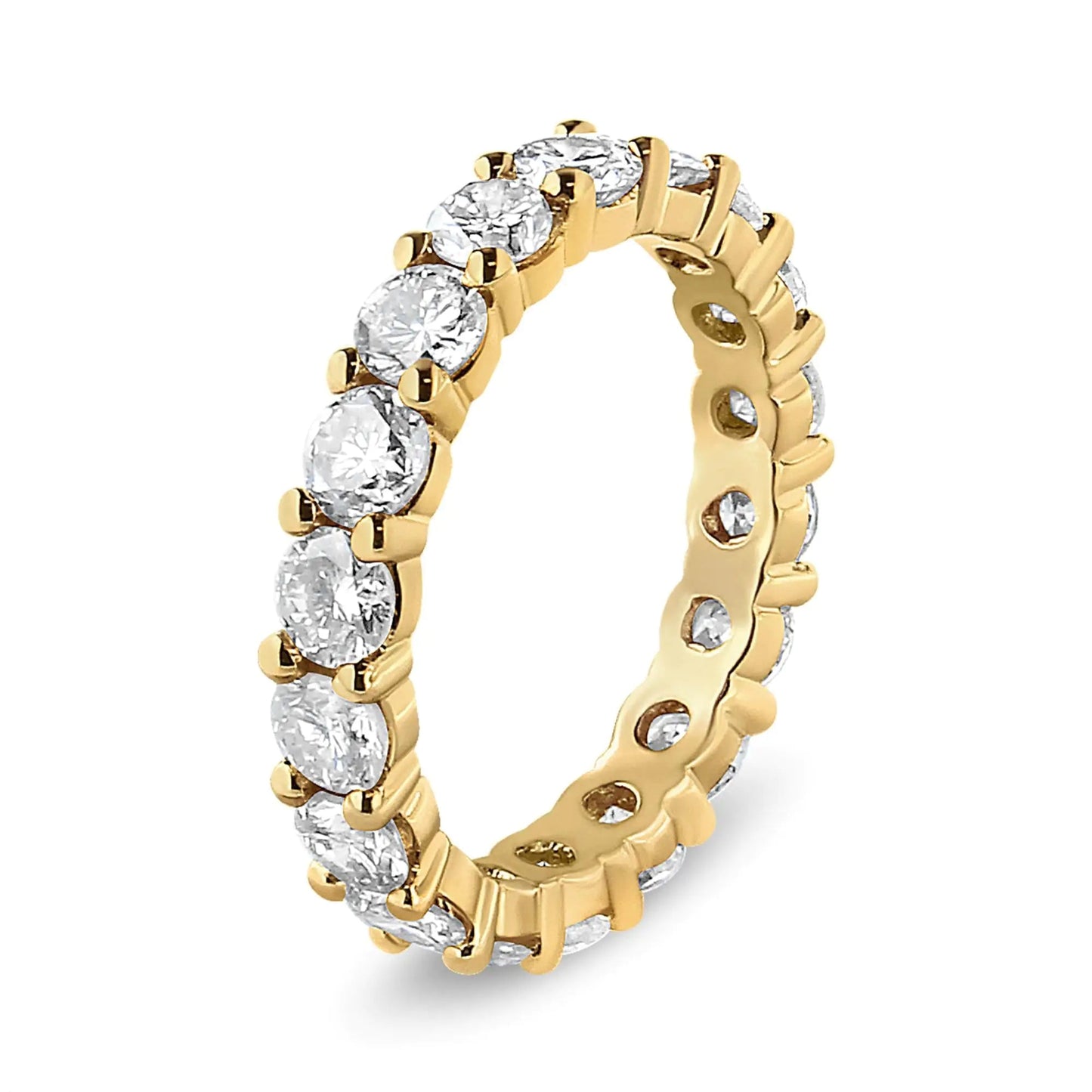 14K Yellow Gold 3.00 Cttw Shared Prong Set Round Cut Diamond Eternity Band (J - K Color, VS1 - VS2 Clarity) | | Elegant Emulations Jewelry USA