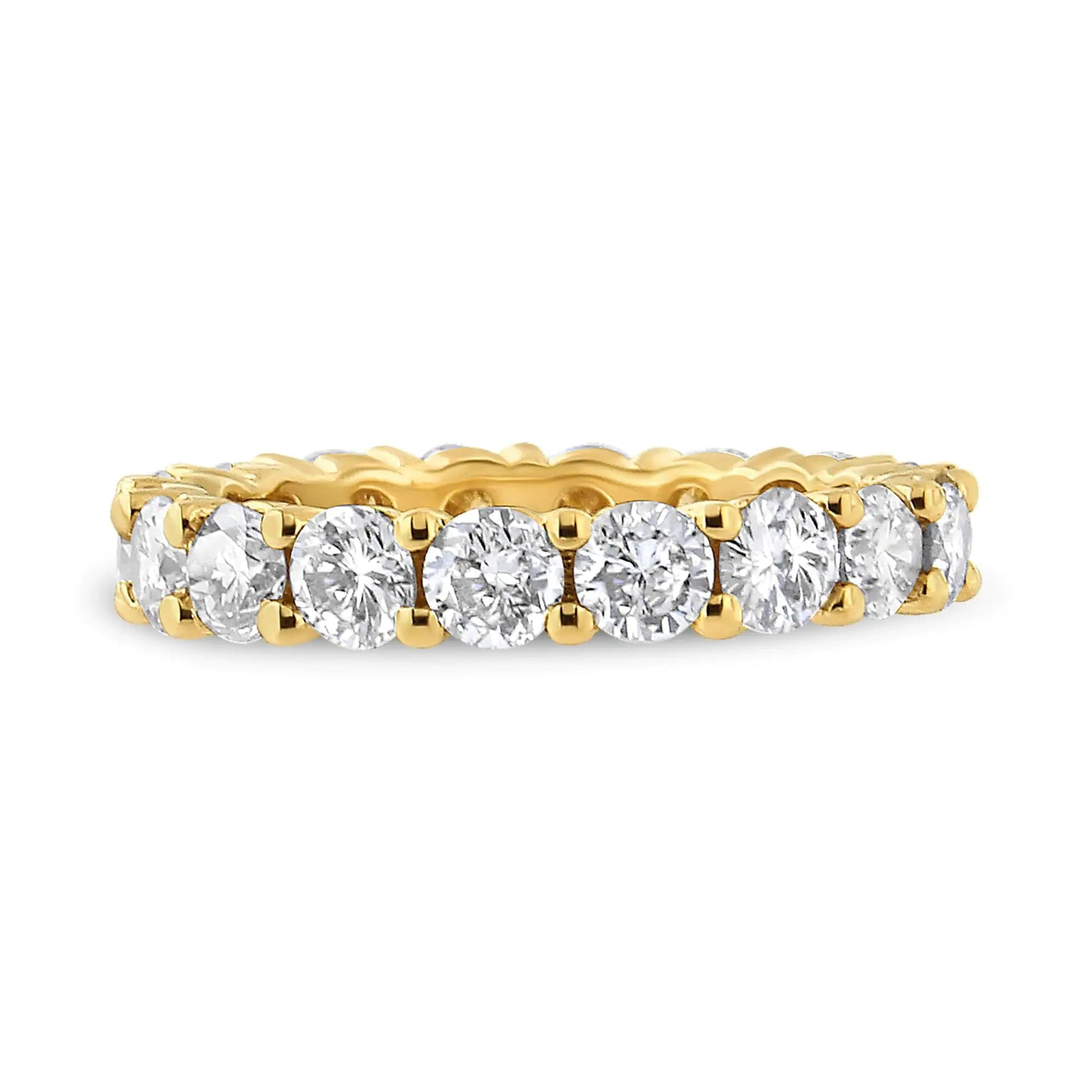 14K Yellow Gold 3.00 Cttw Shared Prong Set Round Cut Diamond Eternity Band (J - K Color, VS1 - VS2 Clarity) | | Elegant Emulations Jewelry USA