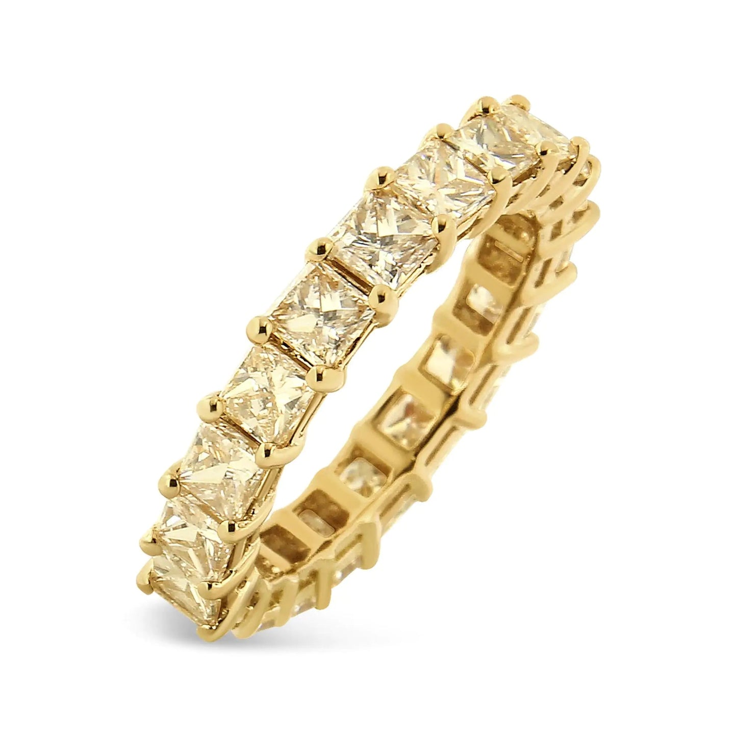 14K Yellow Gold 4.00 Cttw Shared Prong Set Princess Cut Diamond Eternity Band Ring (J - K Color, VS1 - VS2 Clarity) | | Elegant Emulations Jewelry USA