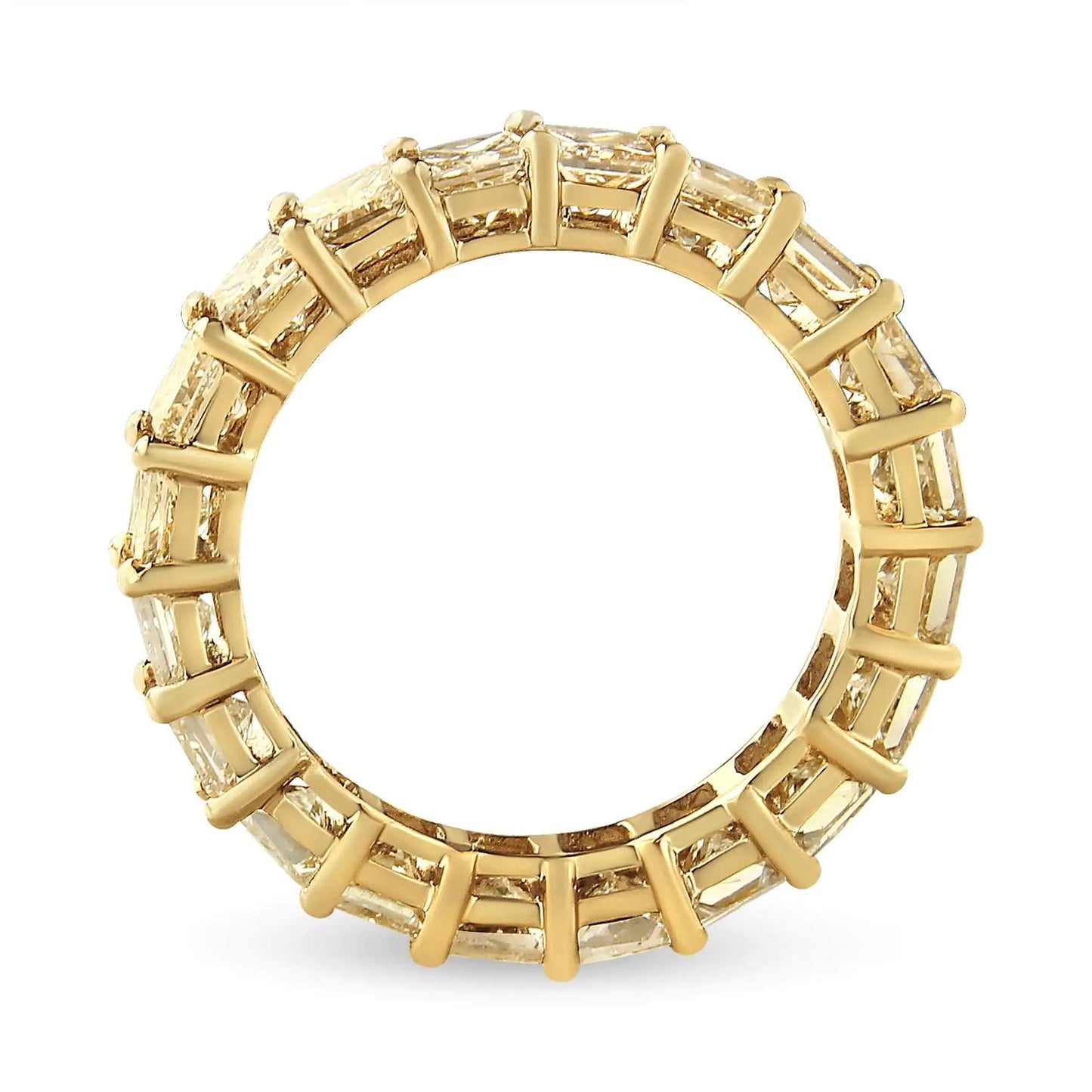 14K Yellow Gold 4.00 Cttw Shared Prong Set Princess Cut Diamond Eternity Band Ring (J - K Color, VS1 - VS2 Clarity) | | Elegant Emulations Jewelry USA