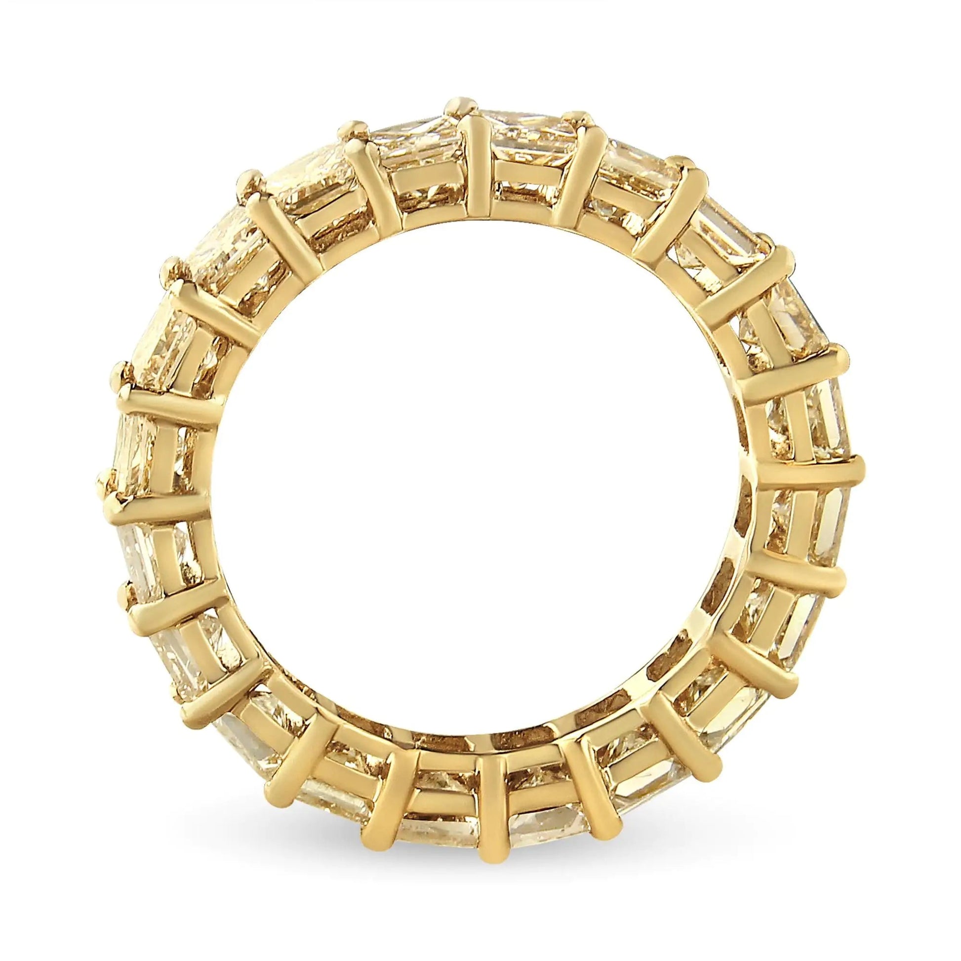 14K Yellow Gold 4.00 Cttw Shared Prong Set Princess Cut Diamond Eternity Band Ring (J - K Color, VS1 - VS2 Clarity) | | Elegant Emulations Jewelry USA