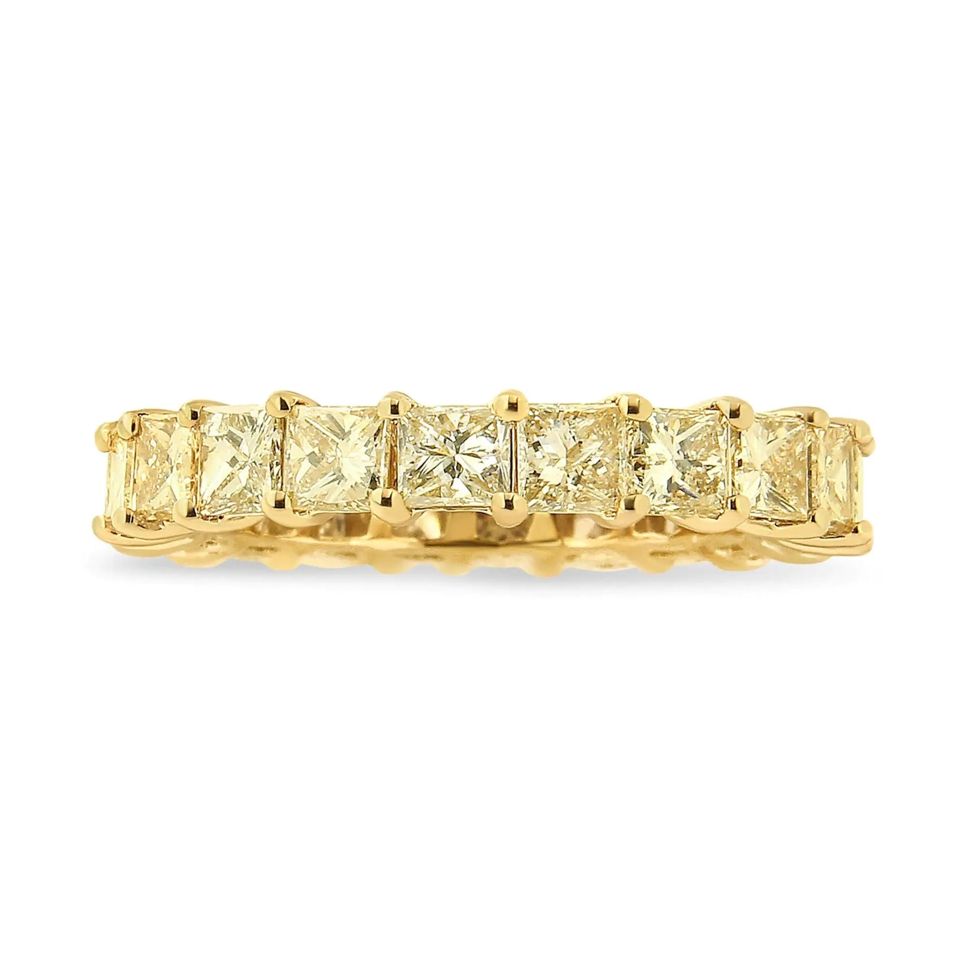 14K Yellow Gold 4.00 Cttw Shared Prong Set Princess Cut Diamond Eternity Band Ring (J - K Color, VS1 - VS2 Clarity) | | Elegant Emulations Jewelry USA