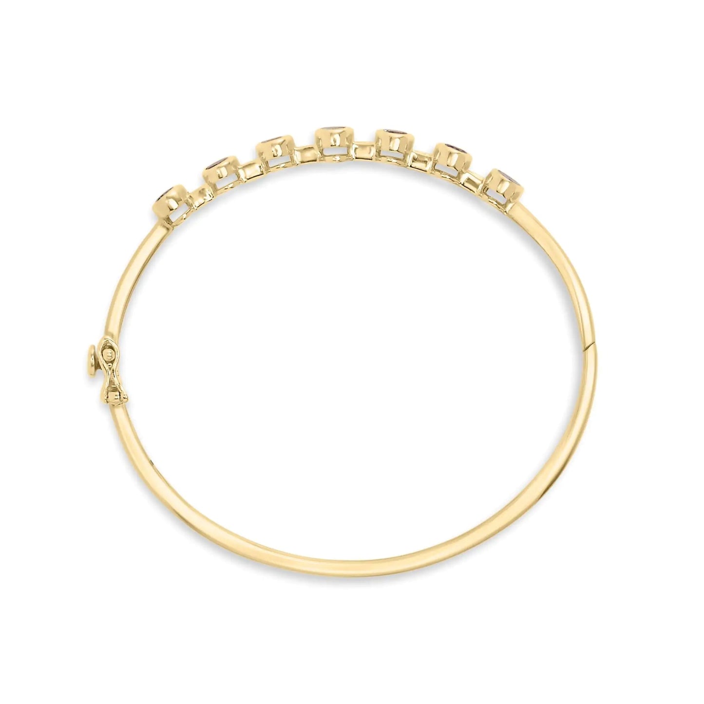 14K Yellow Gold Alternating Bezel Set 5MM Oval Shaped Tanzanite and 1/5 Cttw Diamond Bangle Bracelet (H - I Color, VS2 - SI1 Clarity) - Fit's wrists up to 7.25" Inches | | Elegant Emulations Jewelry USA