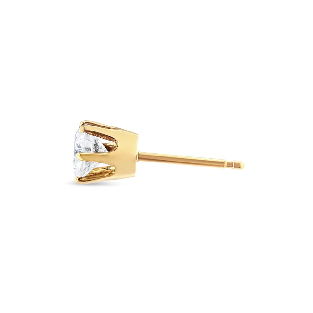 14K Yellow Gold Diamond Solitaire 6 - Prong Single Solitaire Stud Earring (3/8 cttw, I - J Color, I2 - I3 Clarity) | | Elegant Emulations Jewelry USA