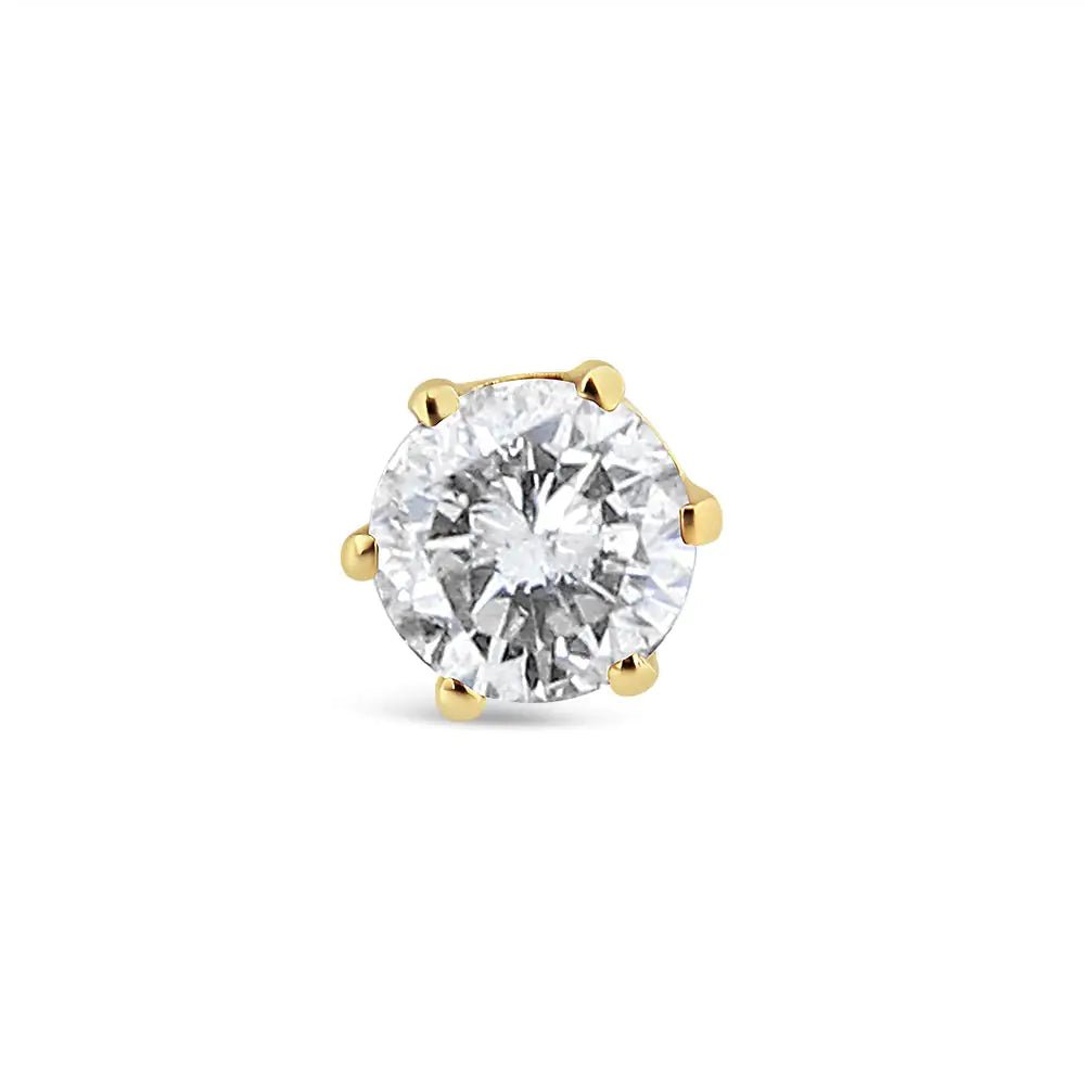14K Yellow Gold Diamond Solitaire 6 - Prong Single Solitaire Stud Earring (3/8 cttw, I - J Color, I2 - I3 Clarity) | | Elegant Emulations Jewelry USA