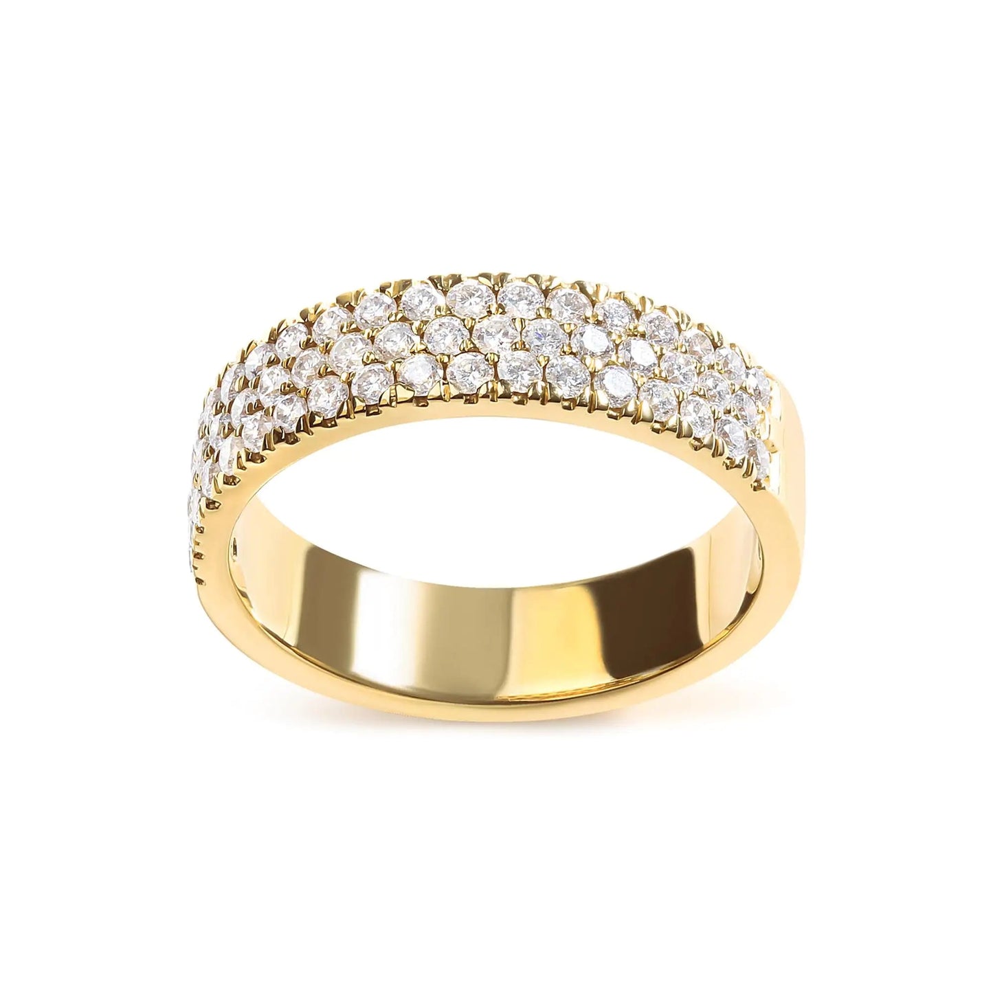 14K Yellow Gold Pave Set 3/4 cttw Multi Row Diamond Band Ring (H - I Color, SI2 - I1 Clarity) | | Elegant Emulations Jewelry USA