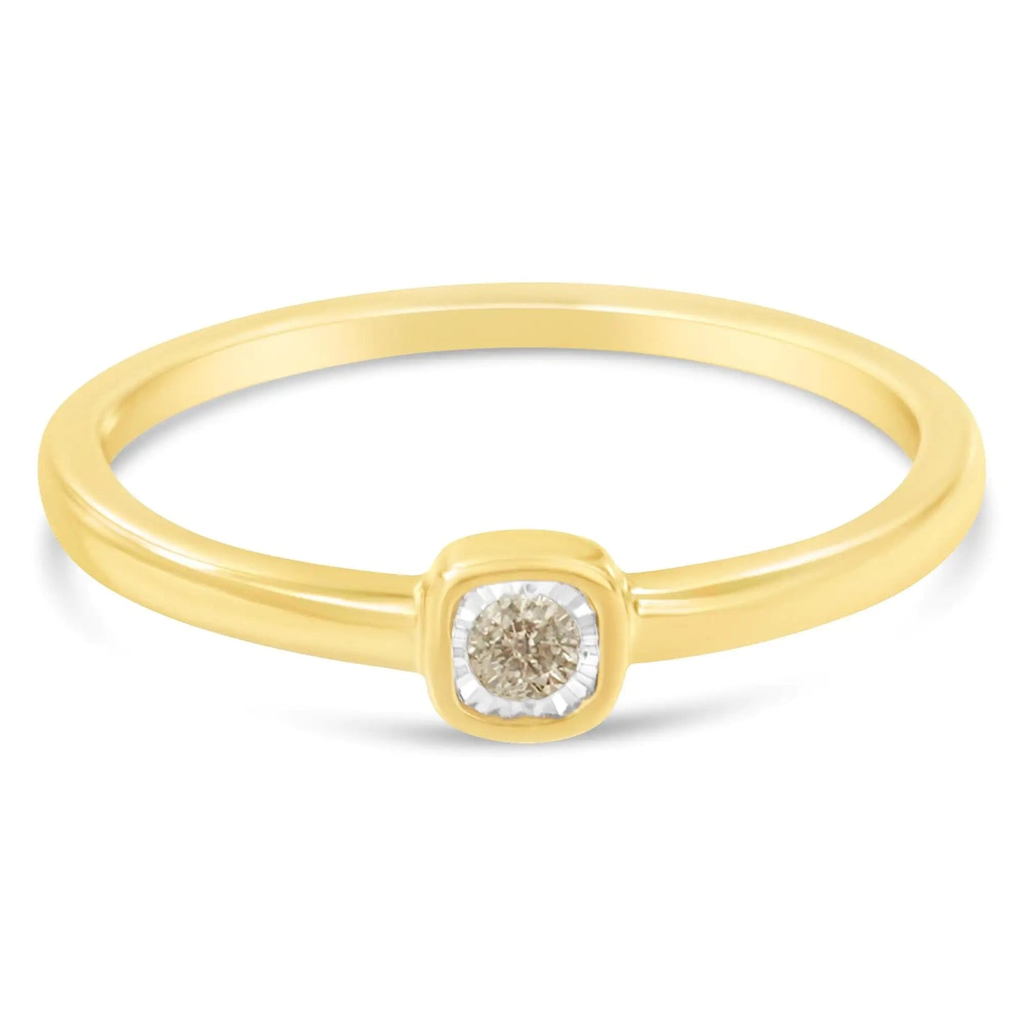 14K Yellow Gold Plated .925 Sterling Silver 1/20 Carat Diamond Square Cushion - Shaped Miracle Set Petite Fashion Promise Ring (J - K Color, I1 - I2 Clarity) | Rings | Elegant Emulations Jewelry USA