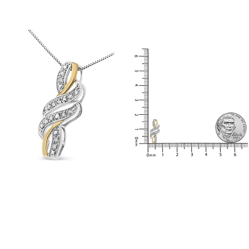 14K Yellow Gold Plated .925 Sterling Silver Round - Cut Diamond Accent Cross Bypass 18" Pendant Necklace (H - I Color, I2 - I3 Clarity) | | Elegant Emulations Jewelry USA