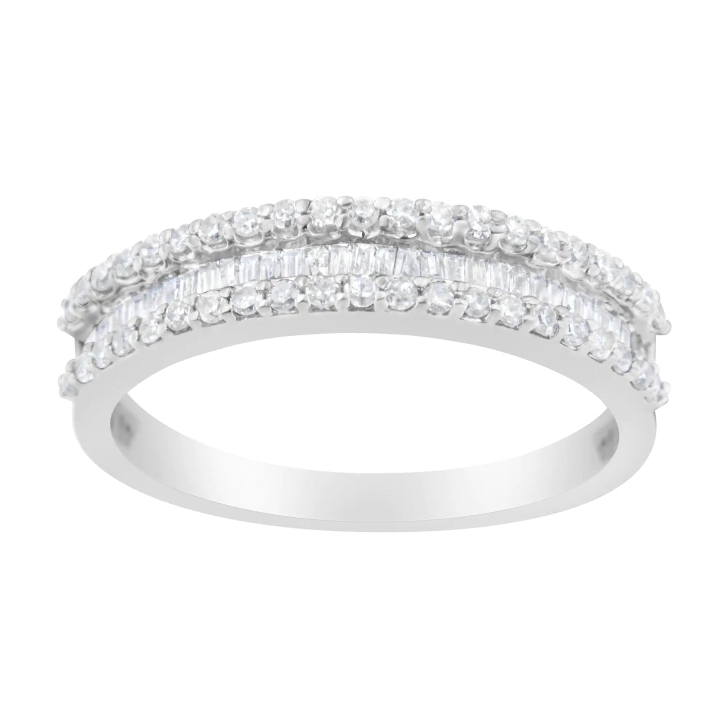 14KT White Gold 1/2 Cttw Diamond Modern Band Ring (H - I Color, SI2 - I1 Clarity) | | Elegant Emulations Jewelry USA