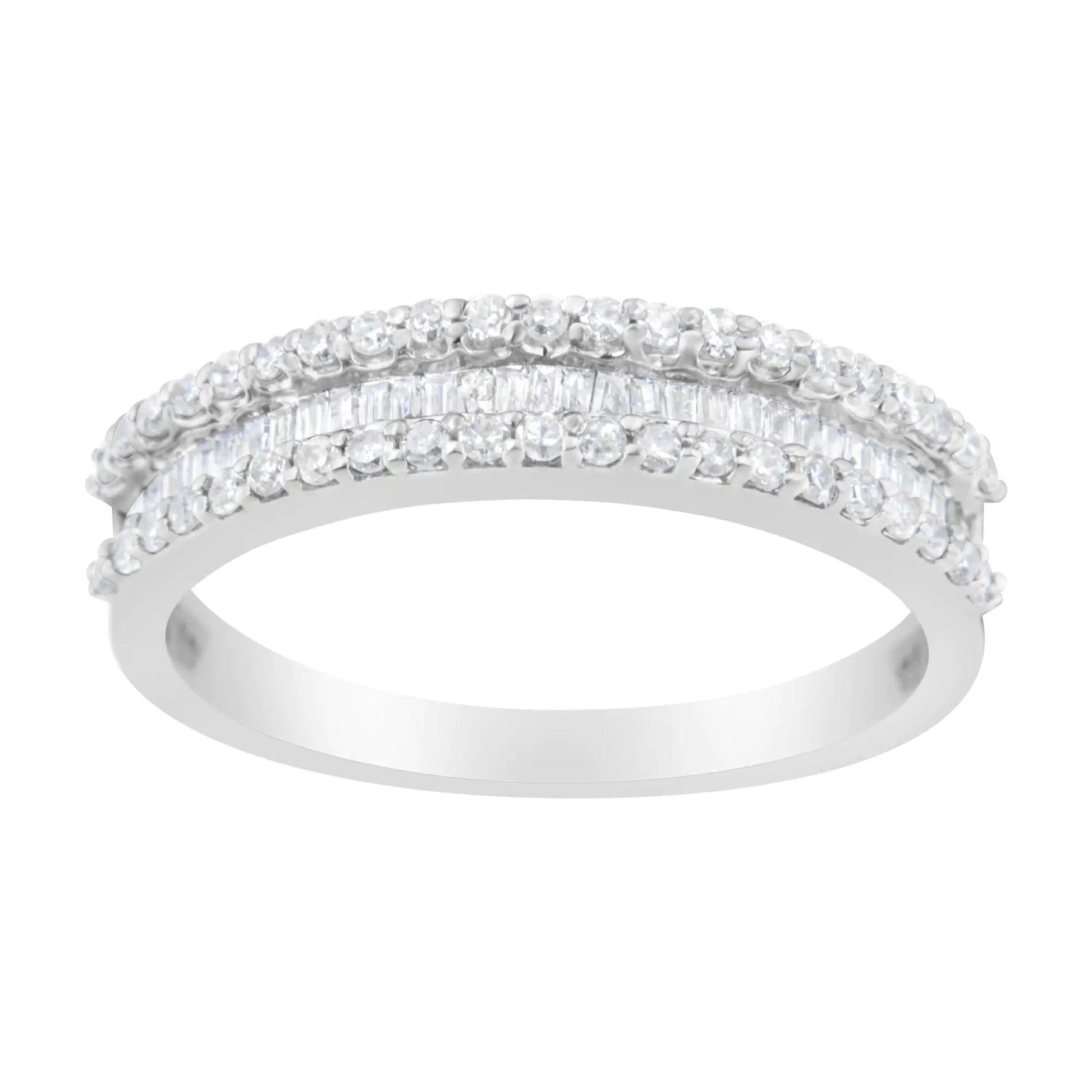14KT White Gold 1/2 Cttw Diamond Modern Band Ring (H - I Color, SI2 - I1 Clarity) | | Elegant Emulations Jewelry USA