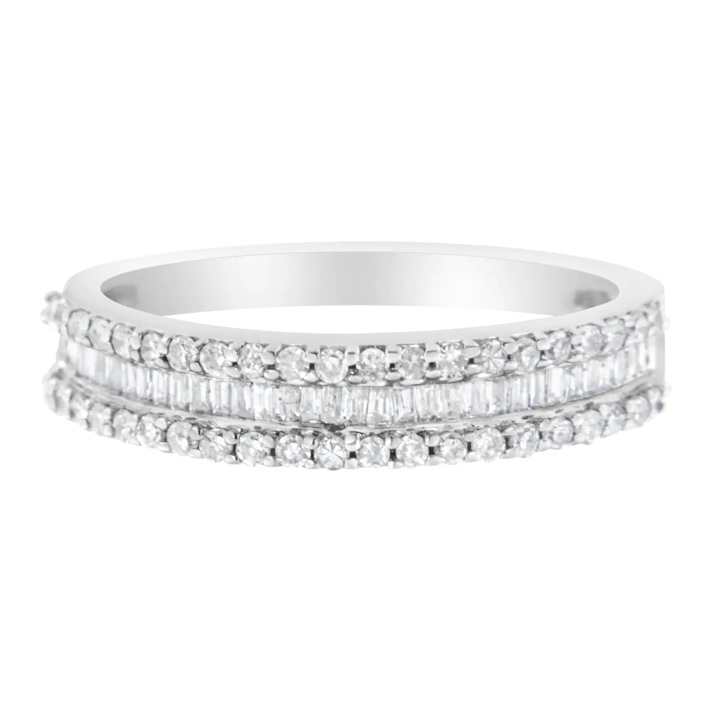 14KT White Gold 1/2 Cttw Diamond Modern Band Ring (H - I Color, SI2 - I1 Clarity) | | Elegant Emulations Jewelry USA