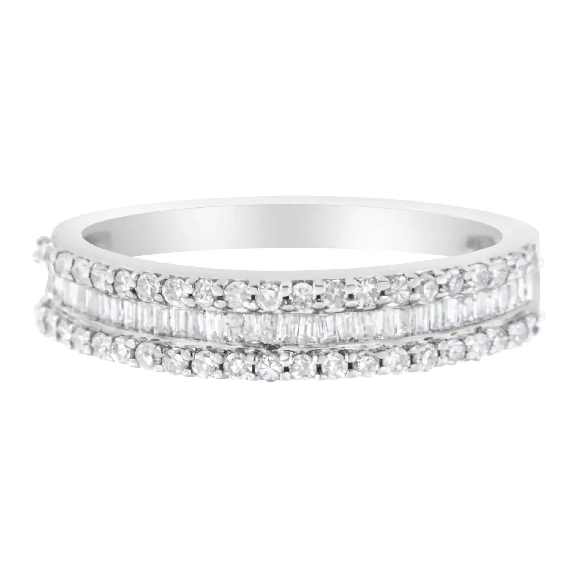 14KT White Gold 1/2 Cttw Diamond Modern Band Ring (H - I Color, SI2 - I1 Clarity) | | Elegant Emulations Jewelry USA
