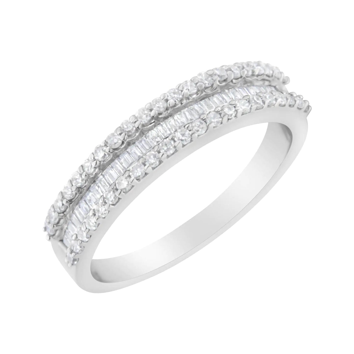 14KT White Gold 1/2 Cttw Diamond Modern Band Ring (H - I Color, SI2 - I1 Clarity) | | Elegant Emulations Jewelry USA