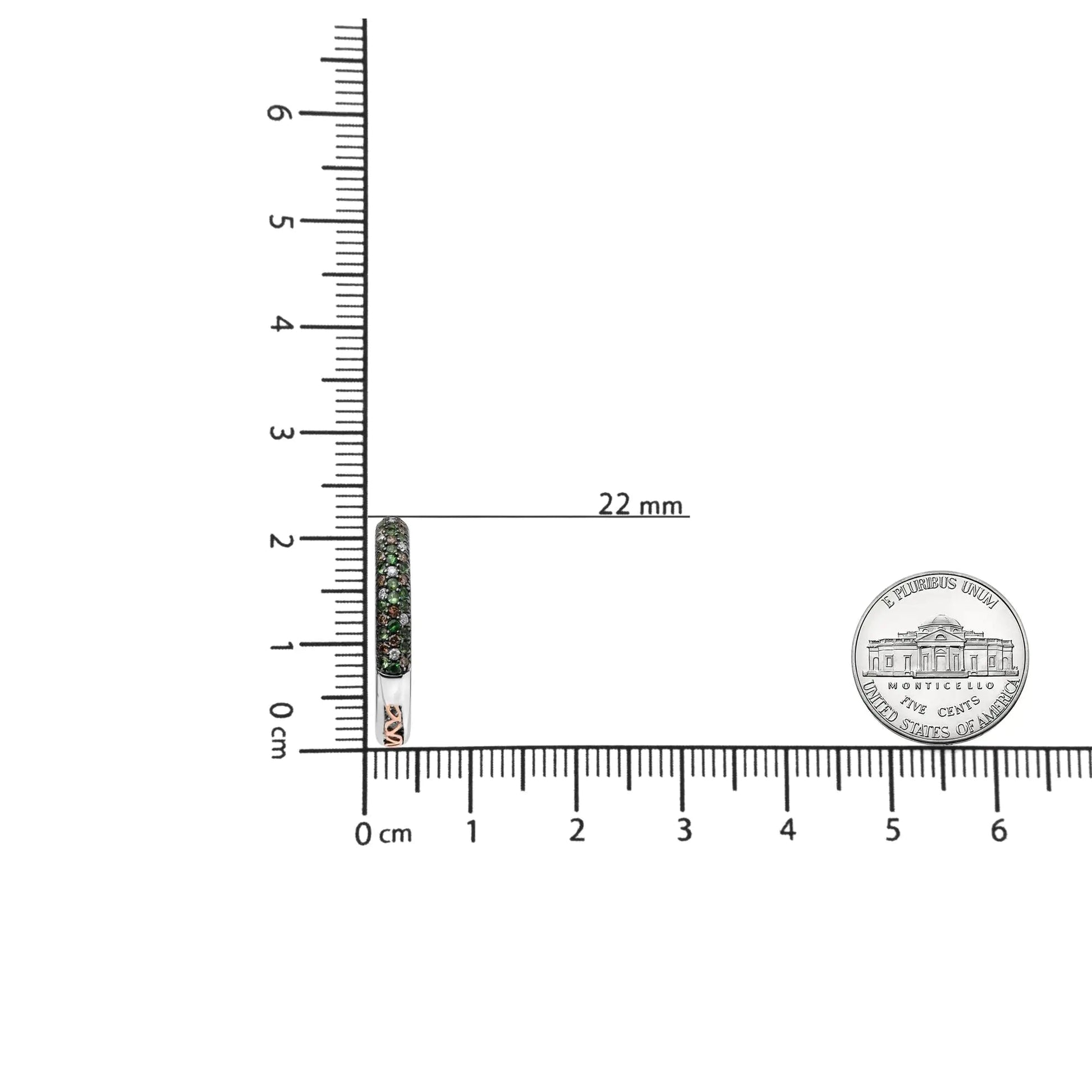 18K White Gold 1.00 Cttw Brown and White Diamond and 1.3mm Round Green Tsavorite Gemstone Inside Outside Hoop Earrings (Brown and G - H Color, SI1 - SI2 Clarity) | | Elegant Emulations Jewelry USA