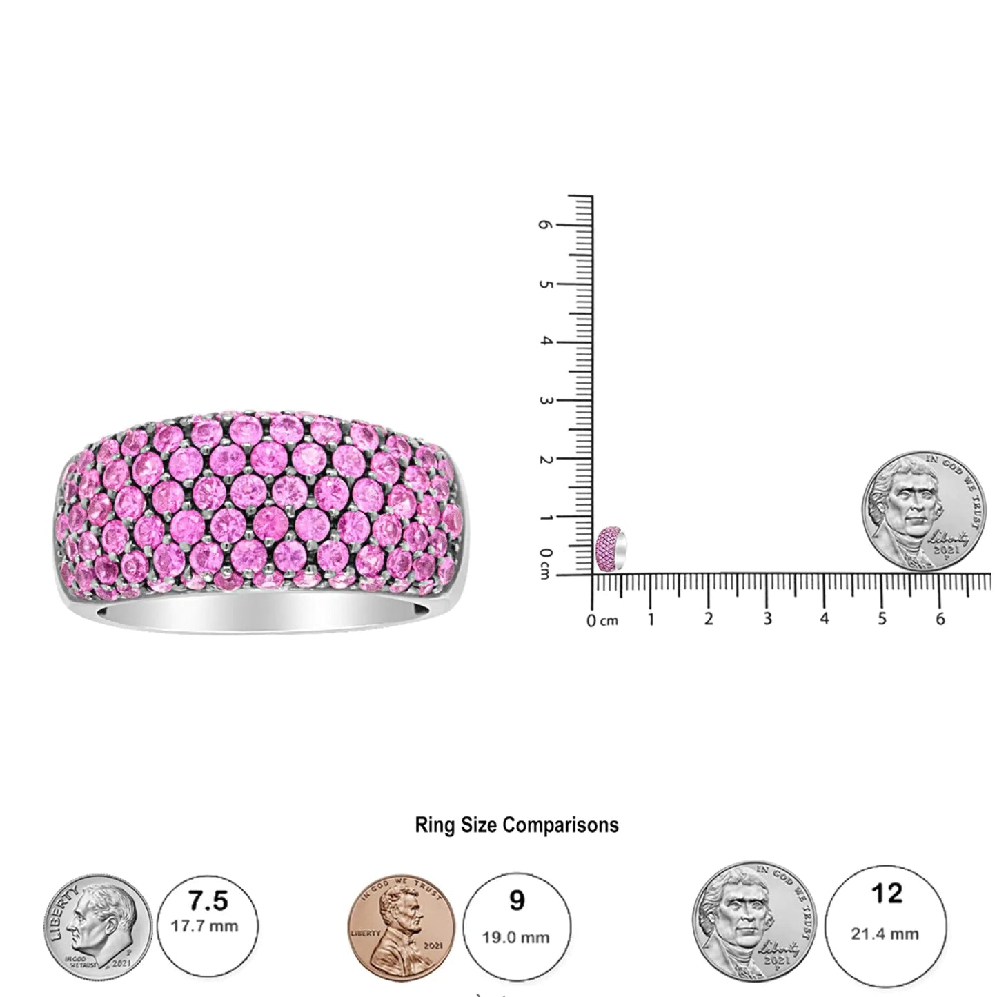 18K White Gold and Black Rhodium Multi Row Pink Sapphire Classic Band Ring | | Elegant Emulations Jewelry USA
