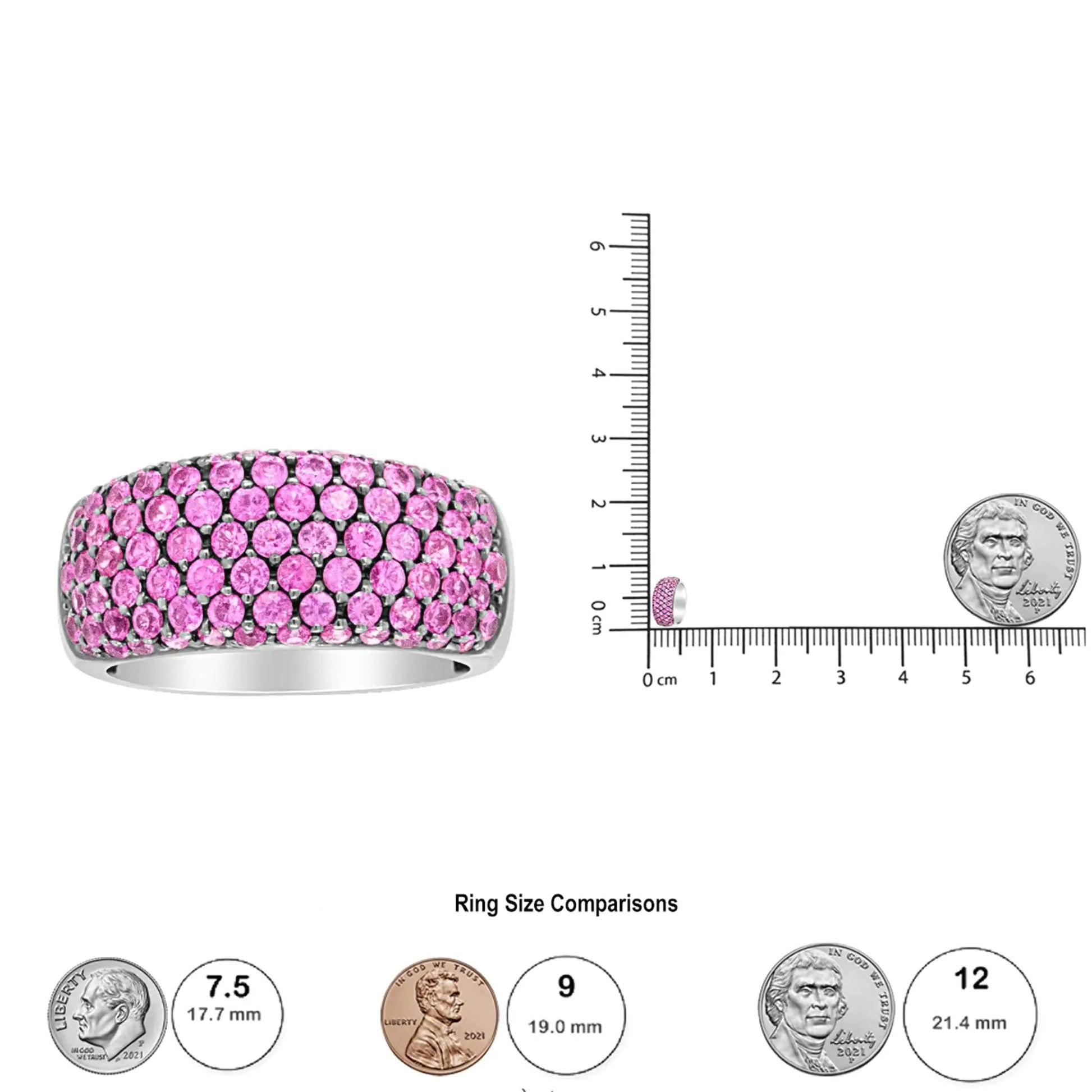 18K White Gold and Black Rhodium Multi Row Pink Sapphire Classic Band Ring | | Elegant Emulations Jewelry USA