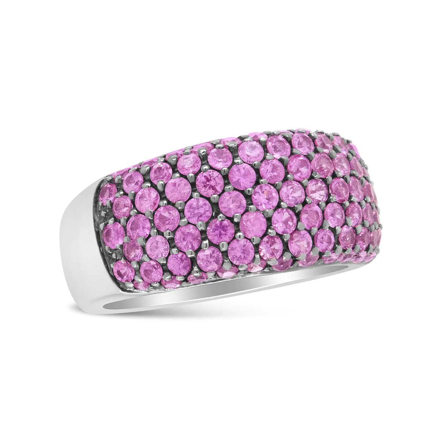 18K White Gold and Black Rhodium Multi Row Pink Sapphire Classic Band Ring | | Elegant Emulations Jewelry USA