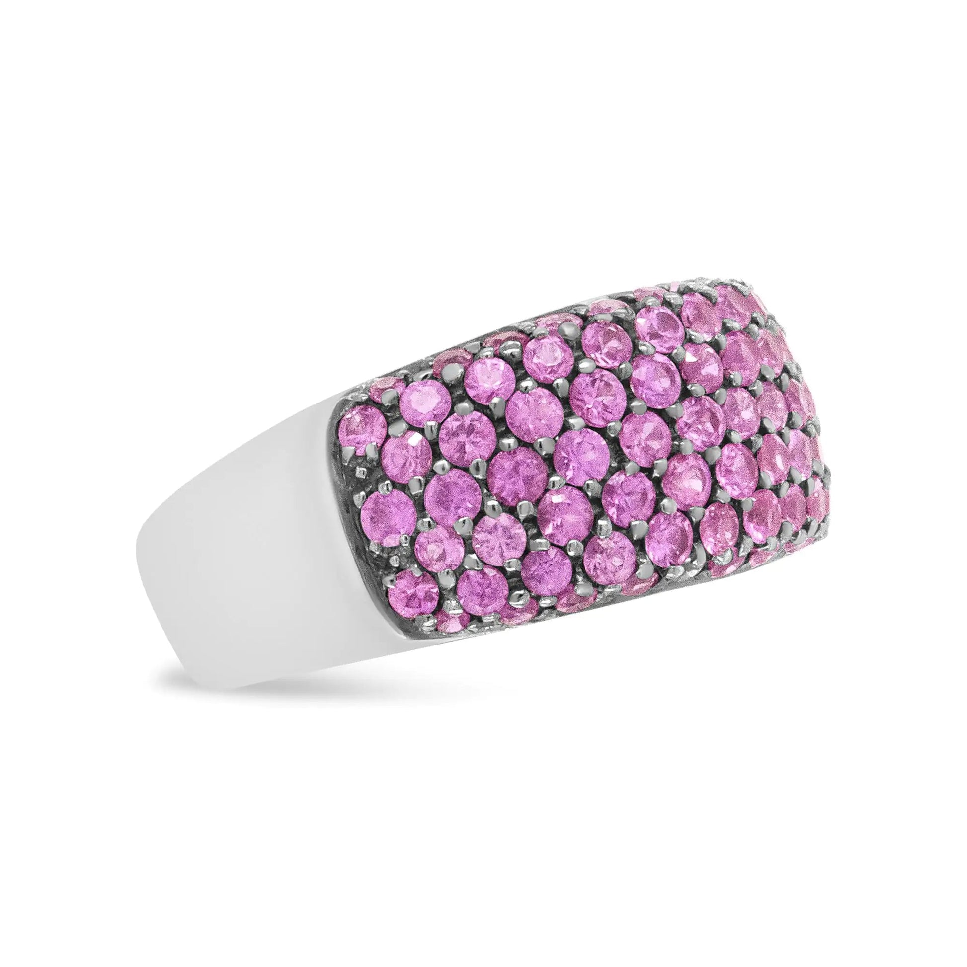 18K White Gold and Black Rhodium Multi Row Pink Sapphire Classic Band Ring | | Elegant Emulations Jewelry USA