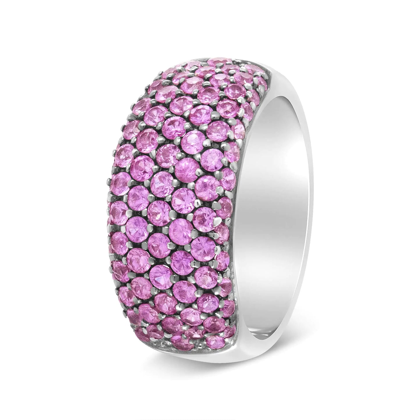18K White Gold and Black Rhodium Multi Row Pink Sapphire Classic Band Ring | | Elegant Emulations Jewelry USA