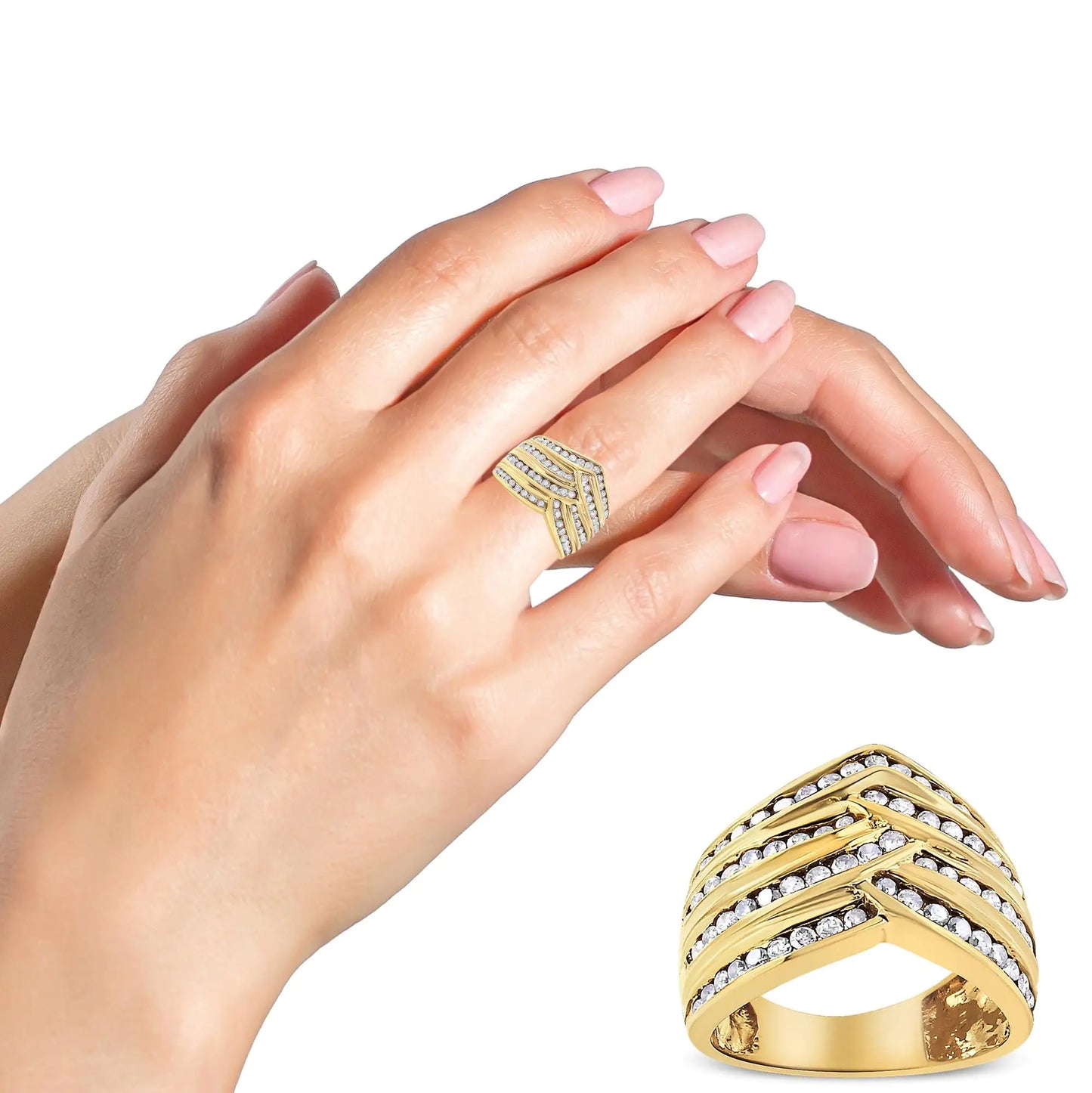 Yellow Gold Plated Silver 1.5 Ct Diamond Ring
