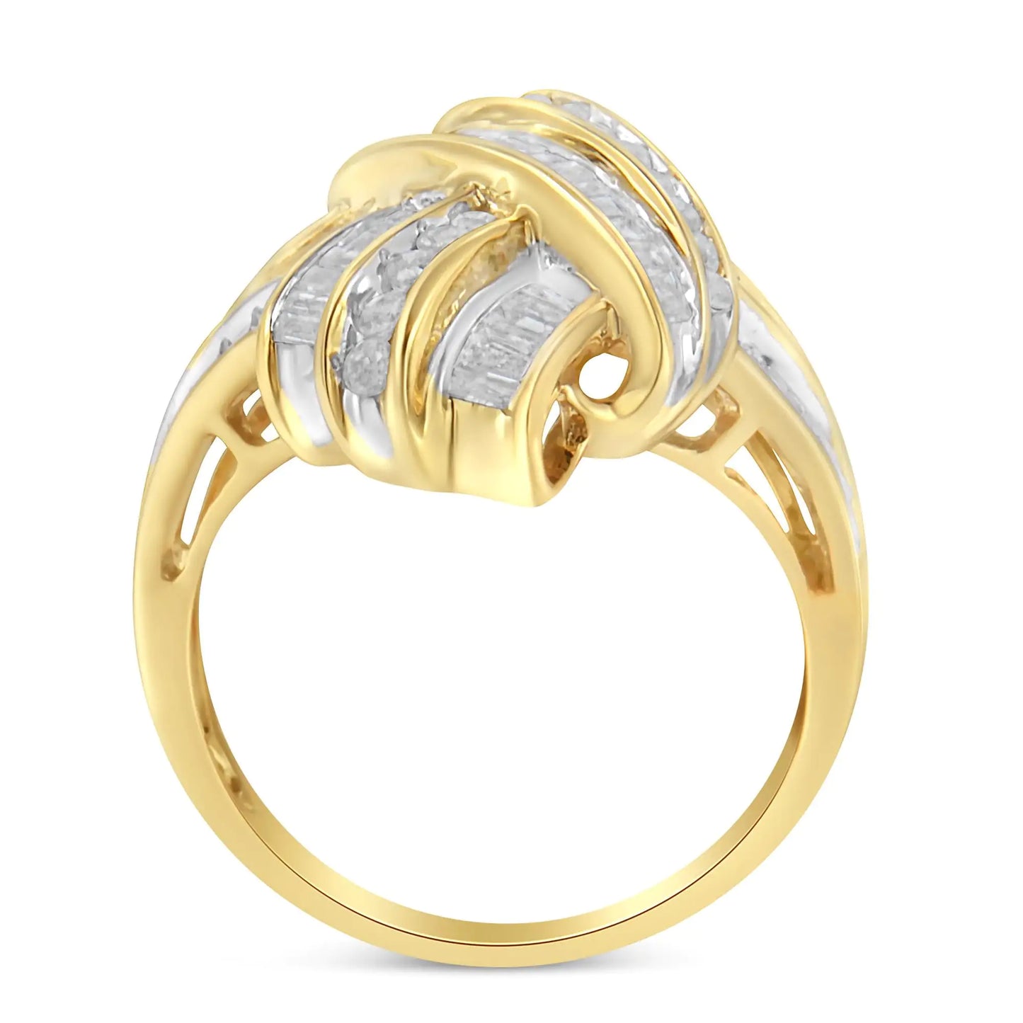 10K Yellow Gold Sterling Silver Diamond Knot Ring