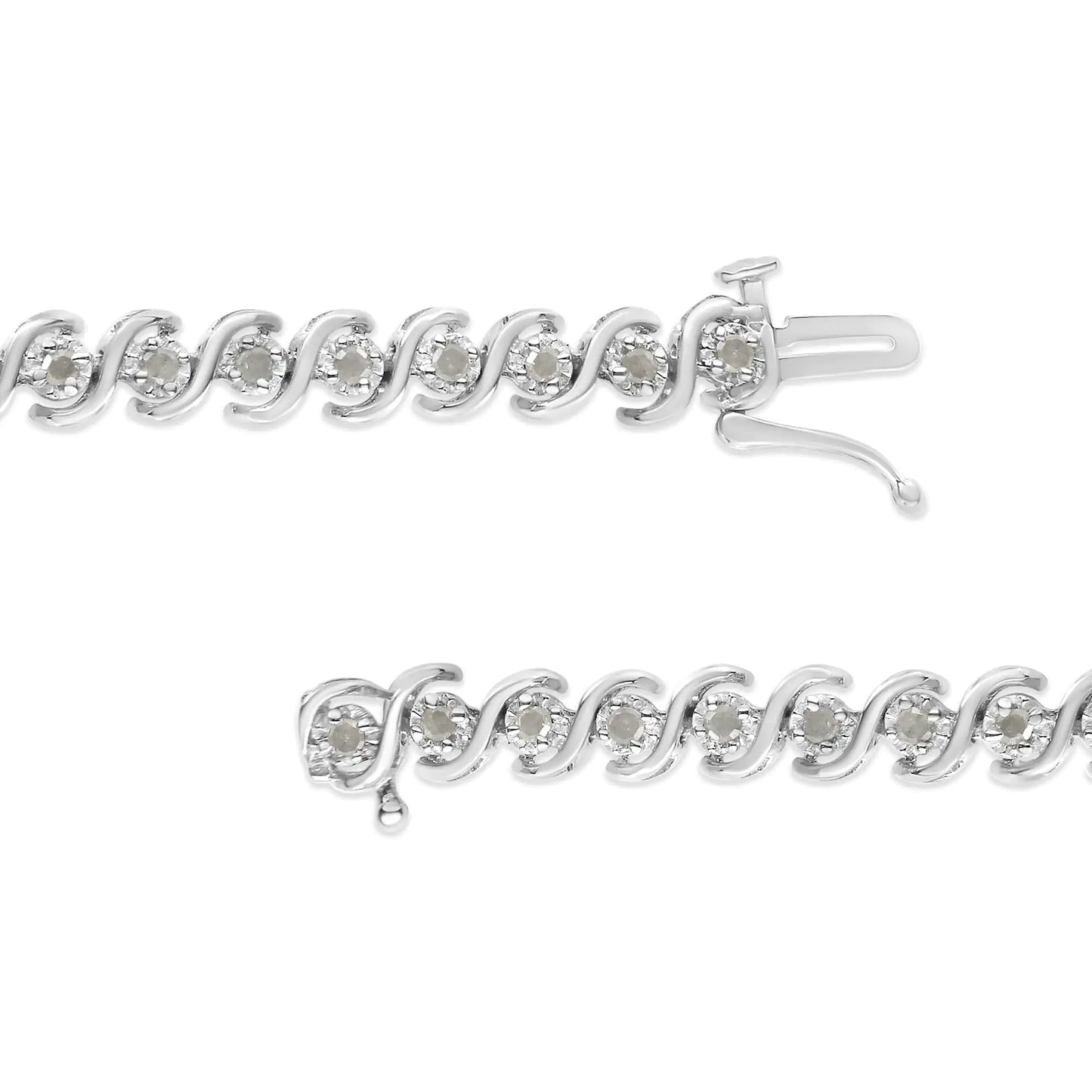 .925 Sterling Silver Round-Cut Diamond Tennis Bracelet