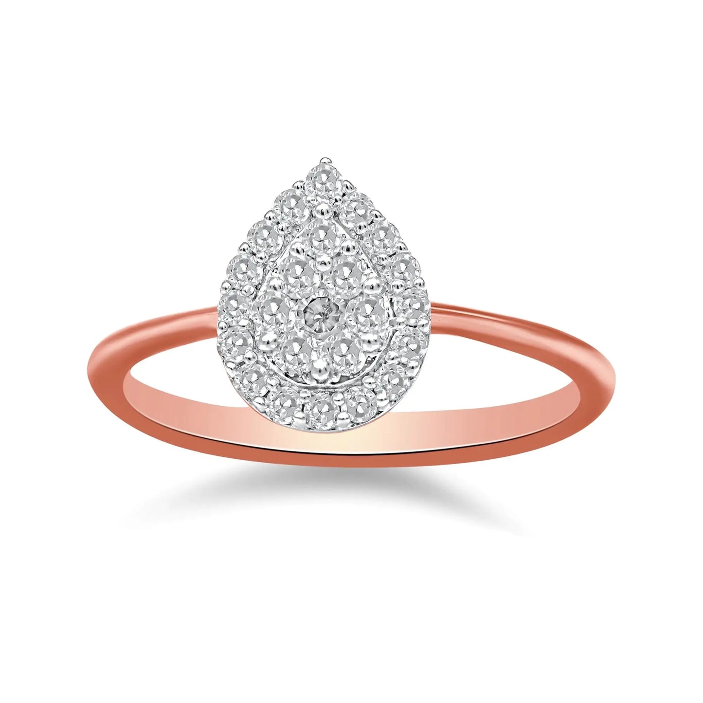 10K Rose Gold 3/8 Cttw Round-Cut Diamond Pear Promise Ring (I-J Color, I2-I3 Clarity) - Elegant Emulations