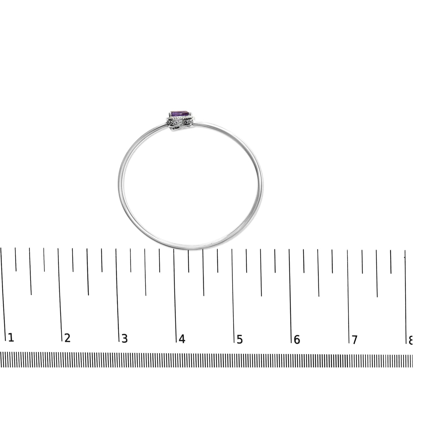 .925 Sterling Silver 8 x 5.5mm Pear Shape Amethyst and Diamond Accent Halo Bypass Bangle Bracelet (H-I Color, SI1-SI2 Clarity) - Fits up to 7" Inches - Elegant Emulations