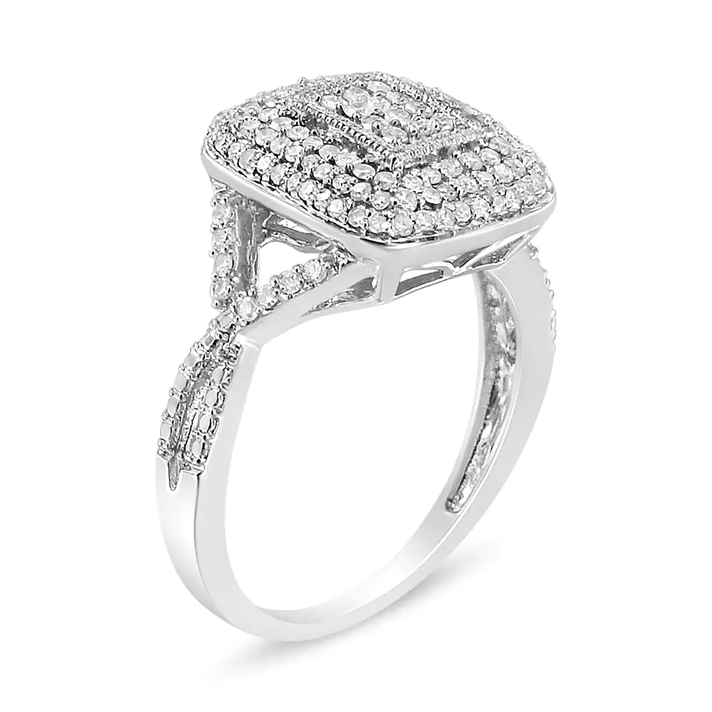 .925 Silver 0.50 Ct Diamond Cluster Ring | Rings | Elegant Emulations Jewelry USA