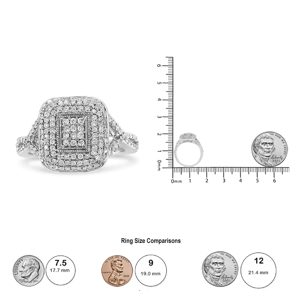 .925 Silver 0.50 Ct Diamond Cluster Ring | Rings | Elegant Emulations Jewelry USA