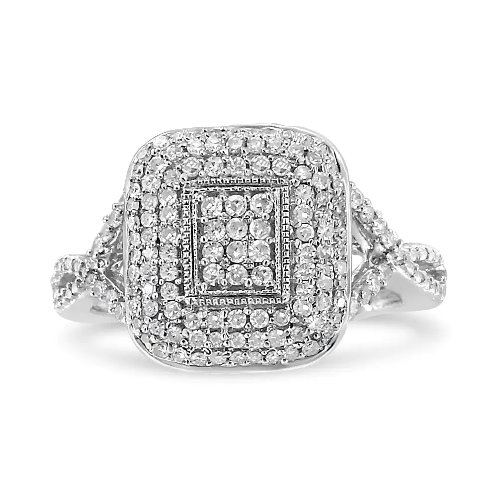 .925 Silver 0.50 Ct Diamond Cluster Ring | Rings | Elegant Emulations Jewelry USA