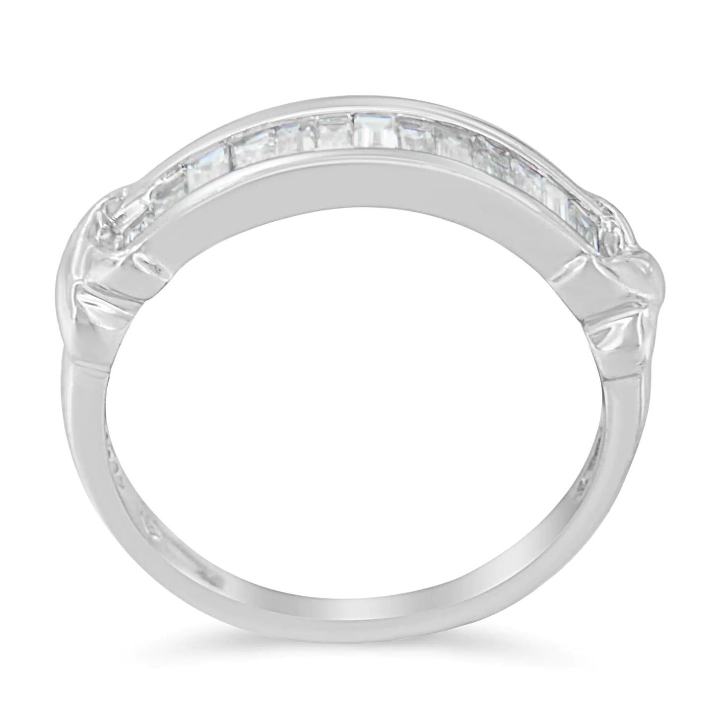 925 Silver Diamond Baguette X - Station Bridal Ring – Elegant Design | Rings | Elegant Emulations Jewelry USA