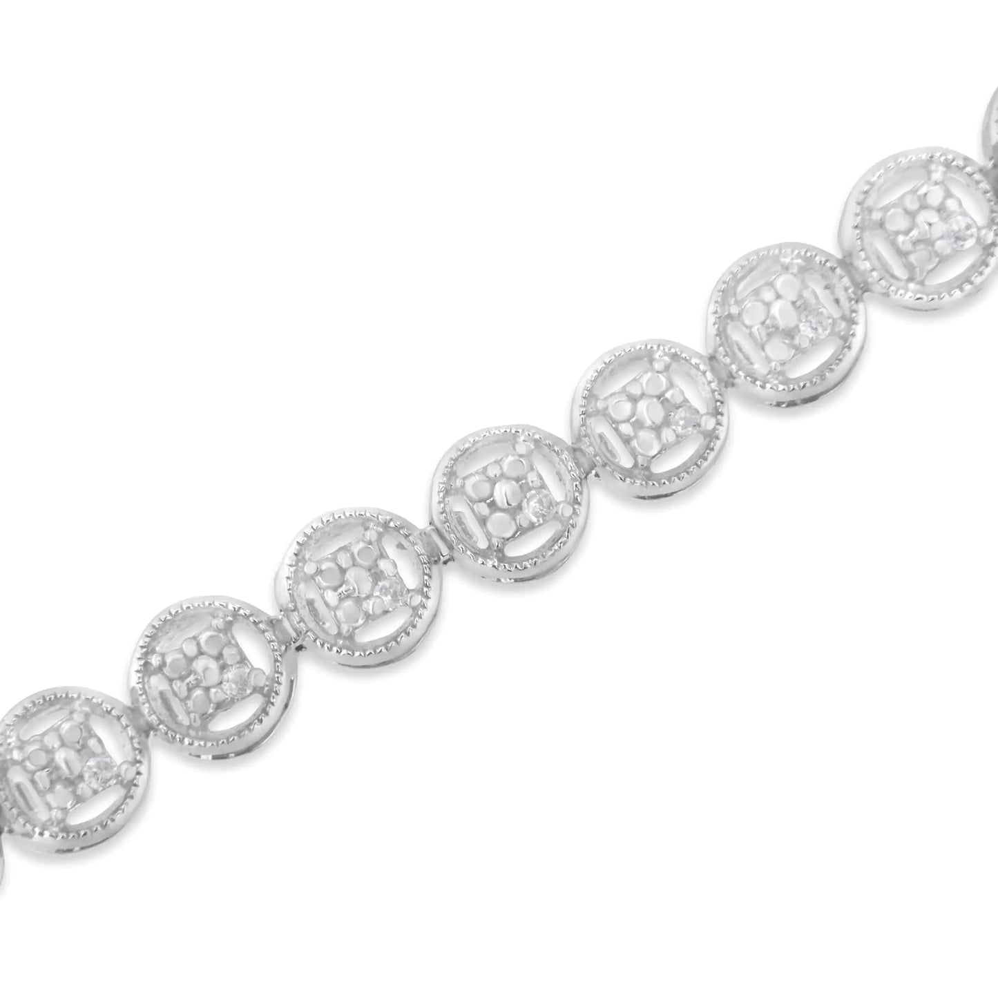 .925 Silver Diamond Circle Link Tennis Bracelet 7" | Bracelets | Elegant Emulations Jewelry USA