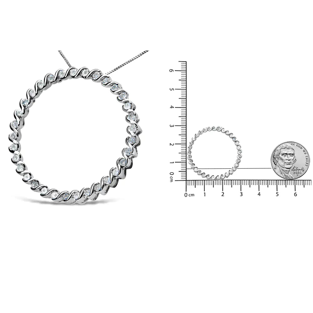 .925 Silver Diamond Circle Pendant 18" Necklace | Necklace | Elegant Emulations Jewelry USA