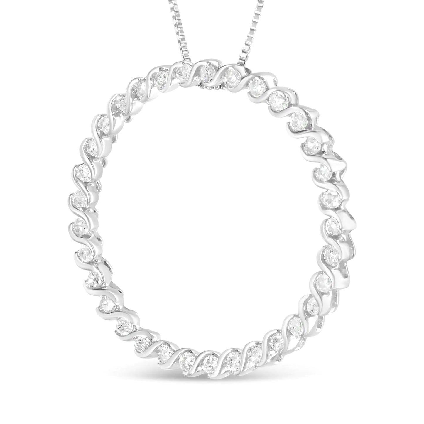 .925 Silver Diamond Circle Pendant 18" Necklace | Necklace | Elegant Emulations Jewelry USA