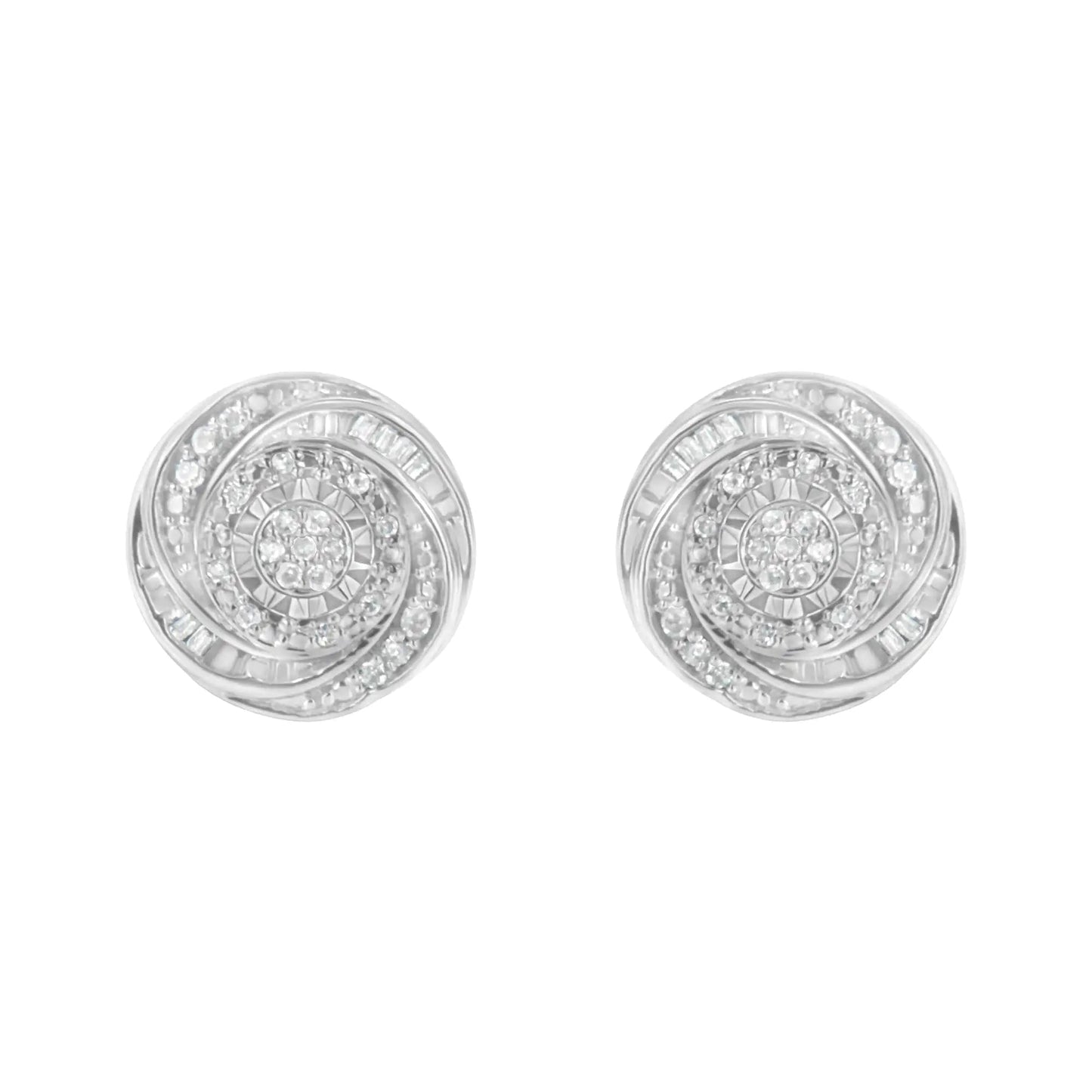 .925 Silver Diamond Knot Studs - I - J Color, I3 Clarity | Earrings | Elegant Emulations Jewelry USA