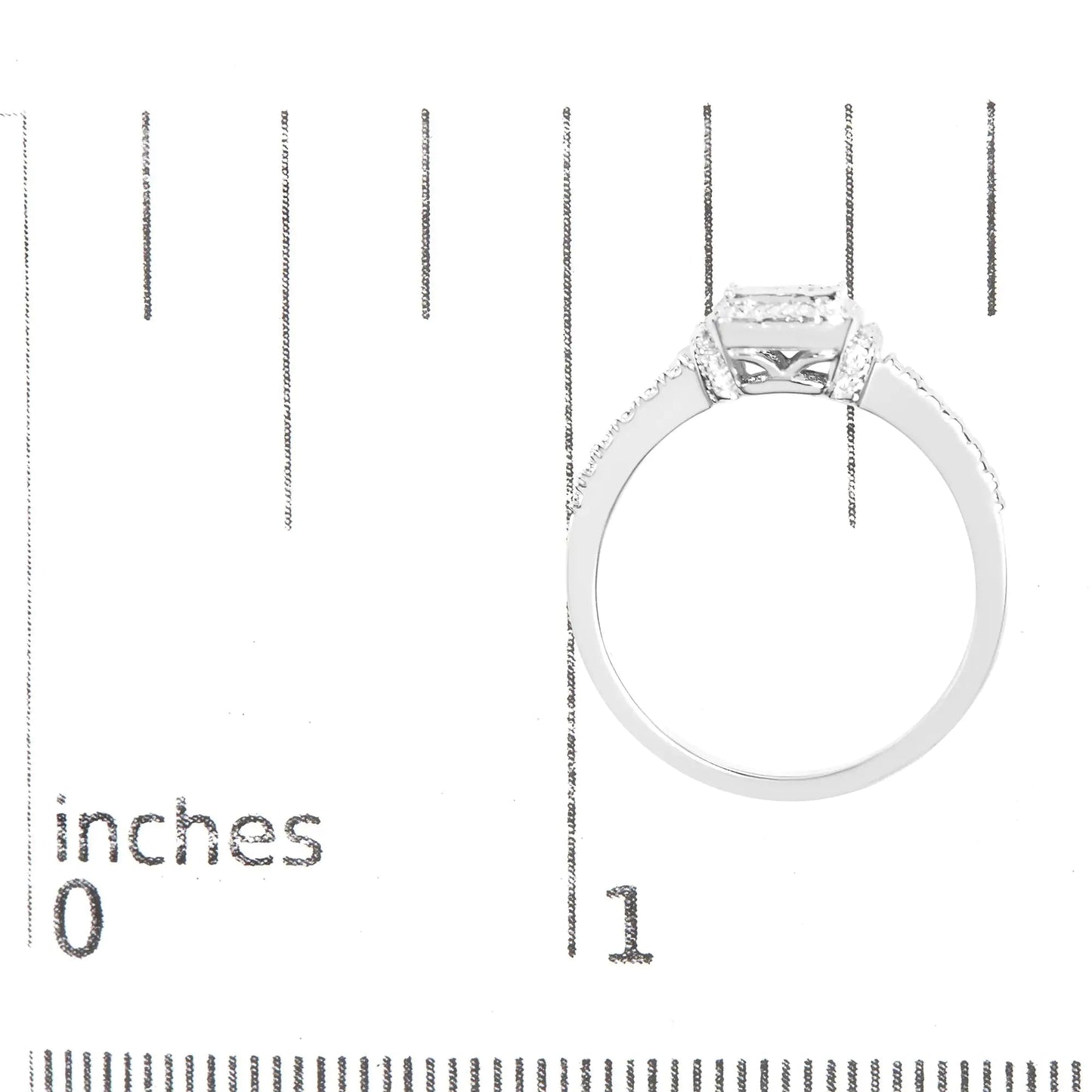 .925 Silver Princess Diamond Halo Ring (H - I, SI1 - SI2) | Rings | Elegant Emulations Jewelry USA