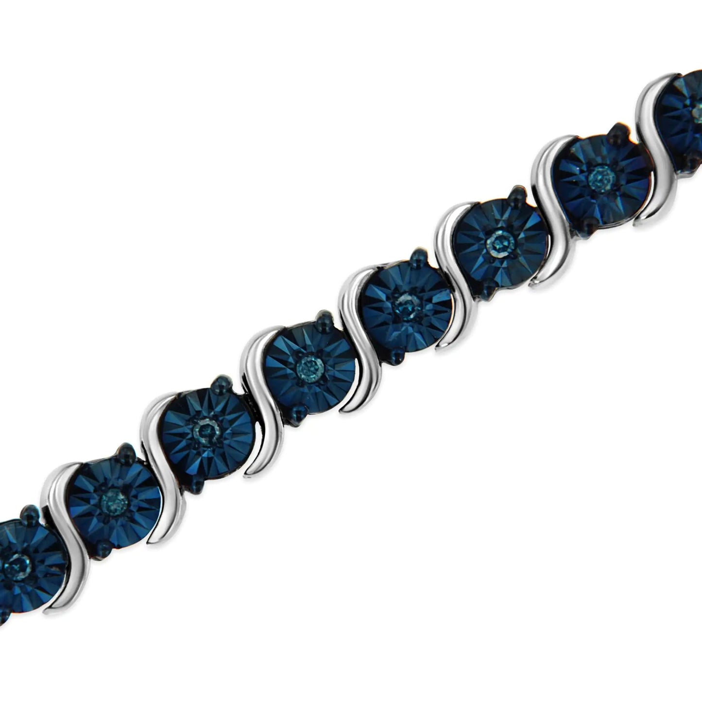 .925 Sterling Blue Diamond Tennis Bracelet 7" | Bracelets | Elegant Emulations Jewelry USA