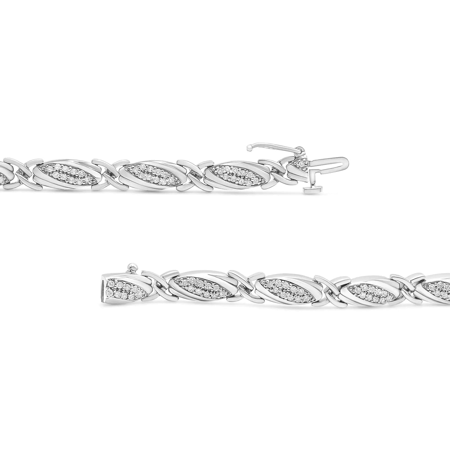 .925 Sterling Silver 1.00 Cttw Round Diamond X - Link Bracelet (I - J Color, I2 - I3 Clarity) - Size 7.25" | | Elegant Emulations Jewelry USA
