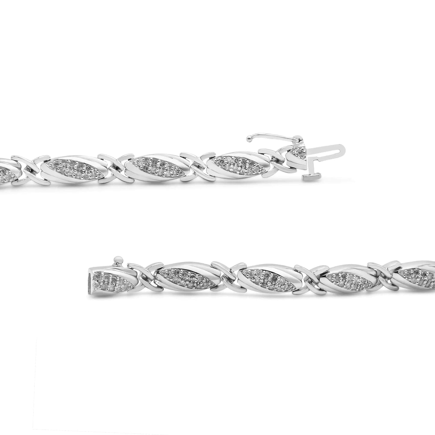 .925 Sterling Silver 1.00 Cttw Round Diamond X - Link Bracelet (I - J Color, I2 - I3 Clarity) - Size 7.25" | | Elegant Emulations Jewelry USA